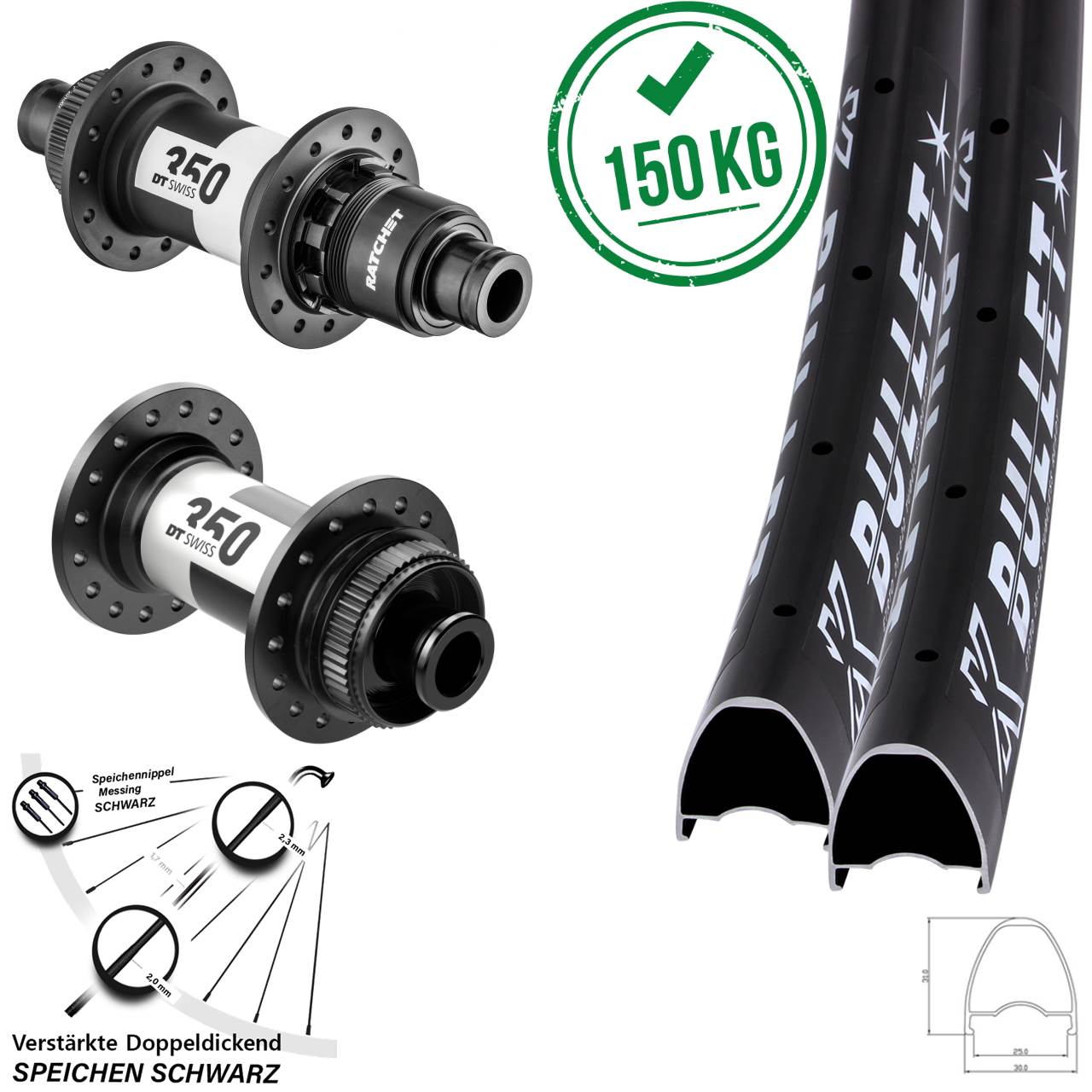 Laufradsatz Centerlock 12x100/142 29 Zoll KX Bullet DT Swiss 350 XDR