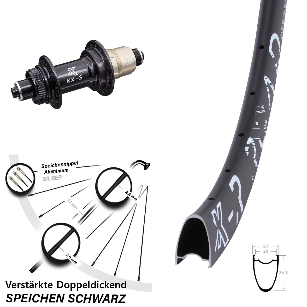 Disc Hinterrad QR 28-29 Zoll KX-R Road verstärkt SRAM XDR