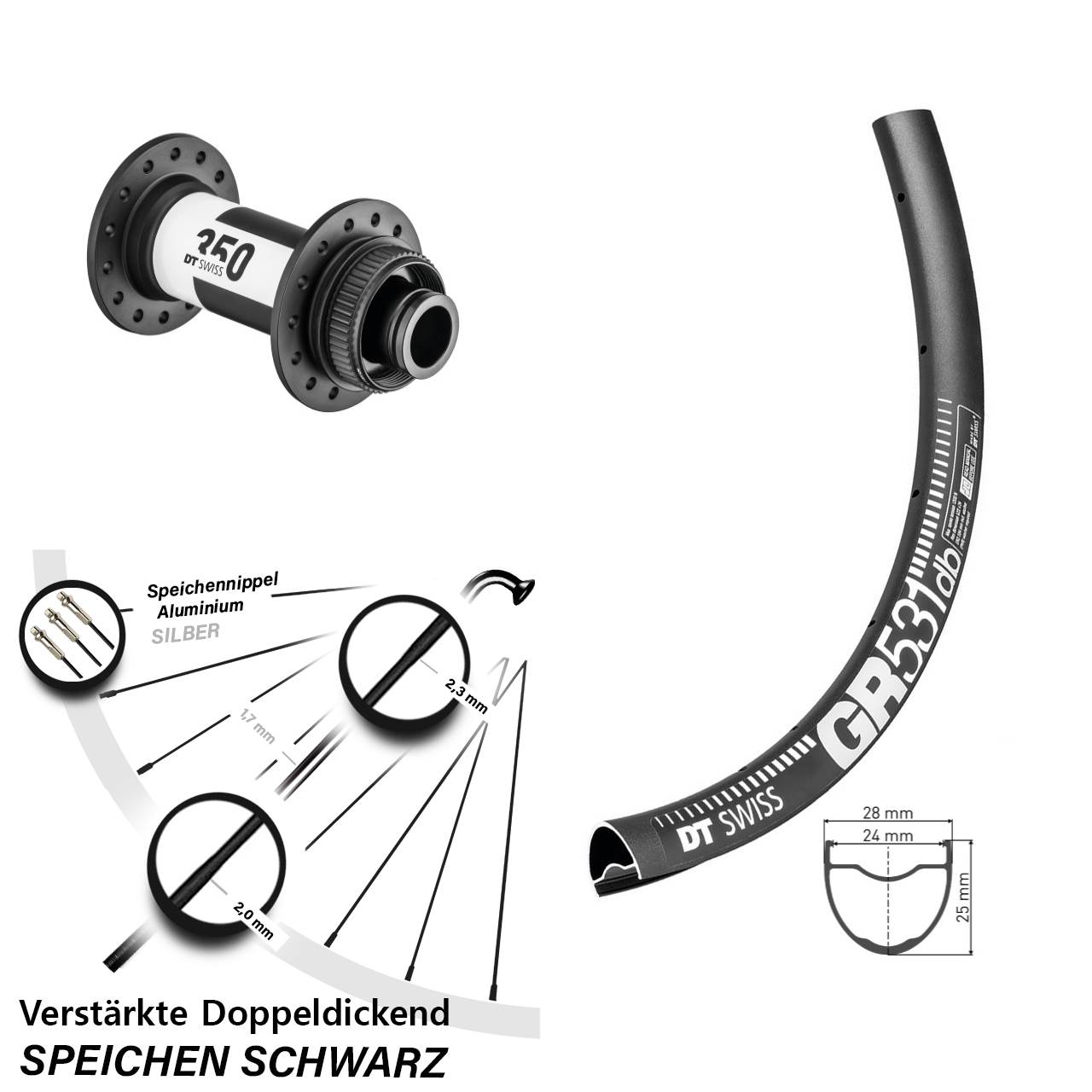 Vorderrad Centerlock 28-29 Zoll DT Swiss GR 531-350 15x100