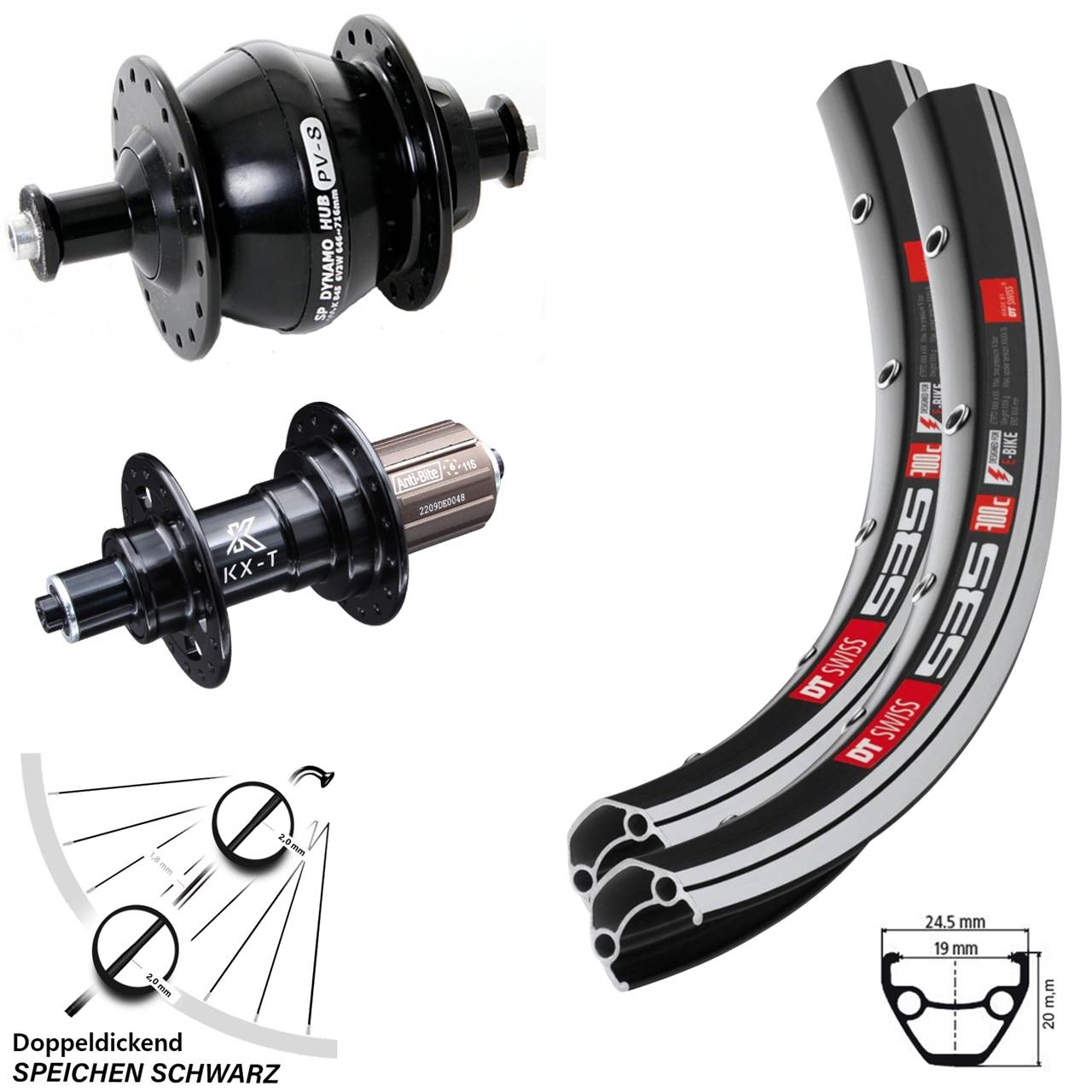 Laufradsatz 28 Zoll DT Swiss 535 KX-T Shutter Precision PV-8 HG QR
