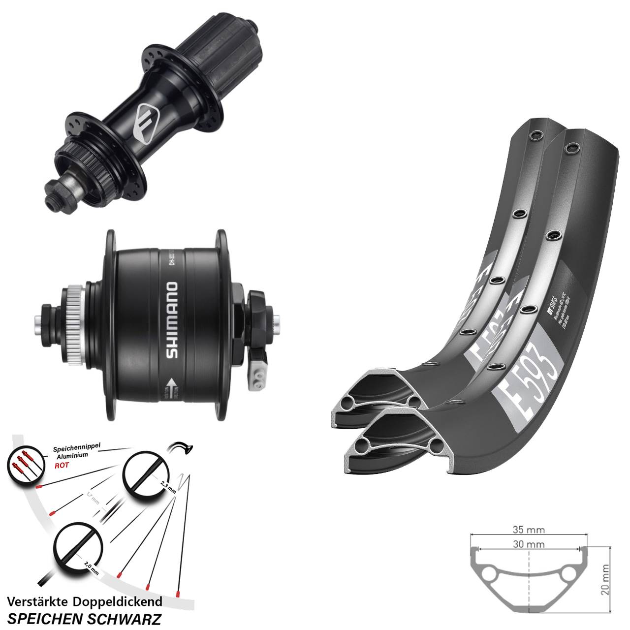 Centerlock Laufradsatz 29 Zoll DT Swiss E593 Formula CL52 Shimano DH-3D37 8-11 fach QR