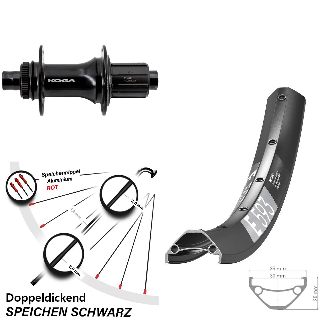 Centerlock Hinterrad 12x148 29 Zoll DT Swiss E593 Formula ECT-148S 8-11 fach HG