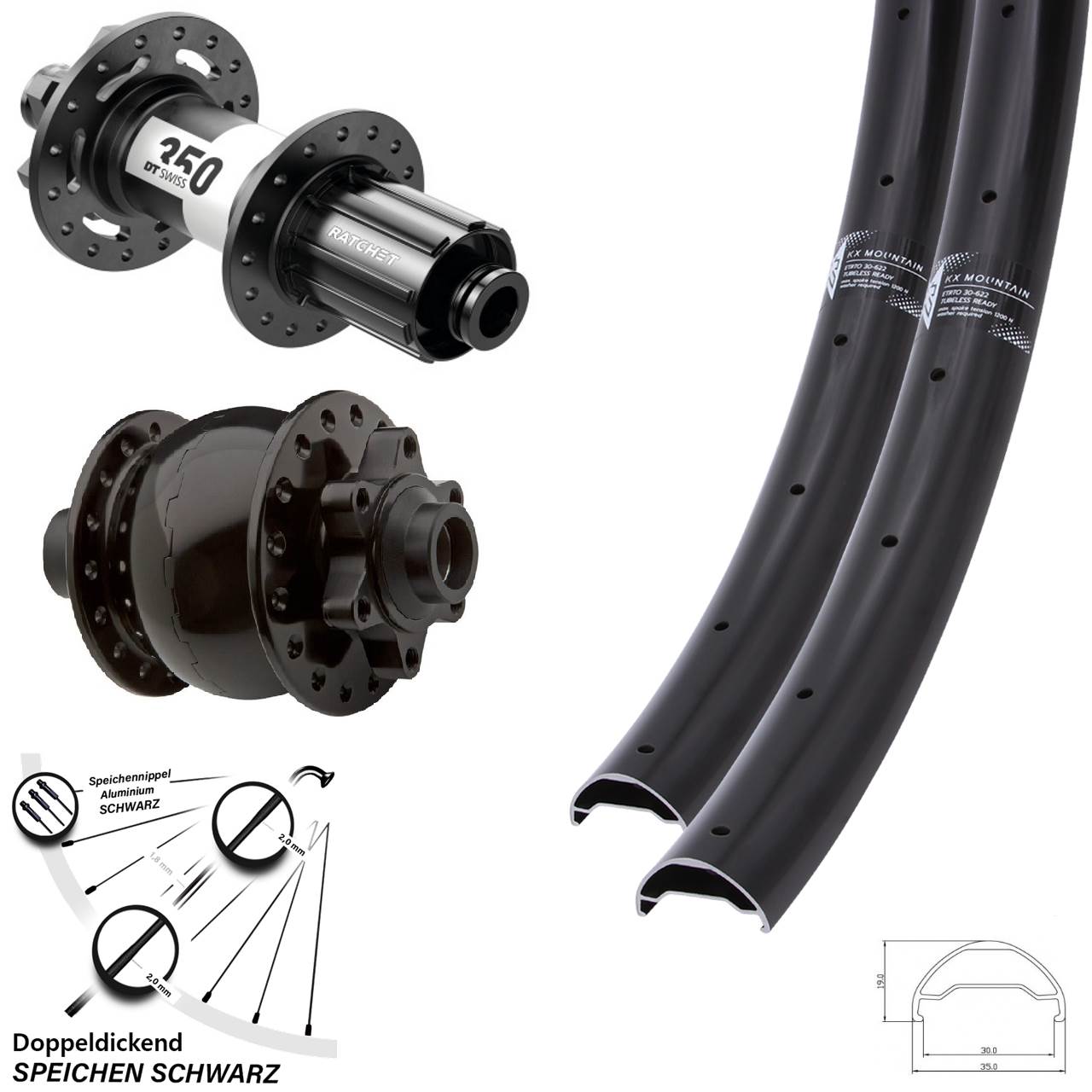 KX Mountain DT Swiss 350 SON 28 29 Zoll Laufradsatz 6-Loch 15x100 12x142 8-11 fach