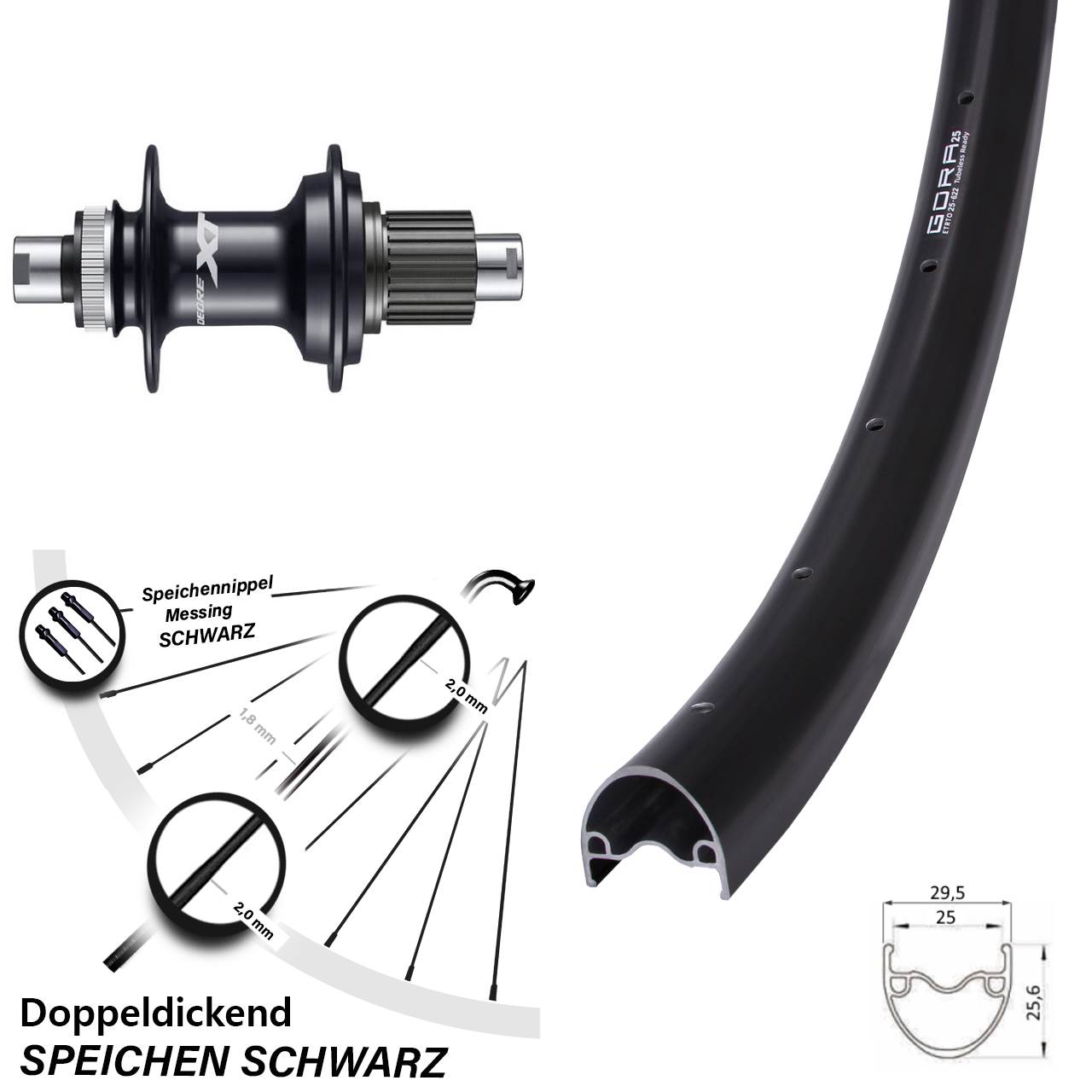 28-29 Zoll Gora 25 Shimano FH-M8110 Hinterrad Centerlock 12x142 Micro Spline