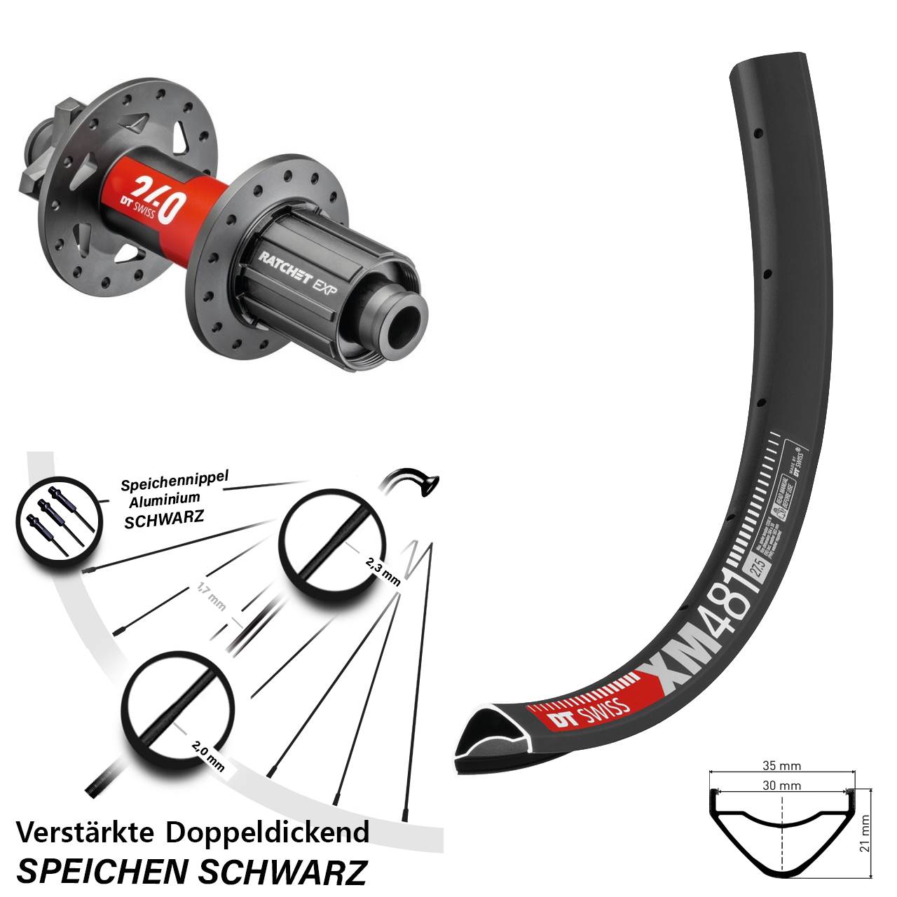27,5 Zoll DT Swiss XM 481 DT Swiss 240 EXP Boost Disc Hinterrad 12x148 Boost 8-11 fach