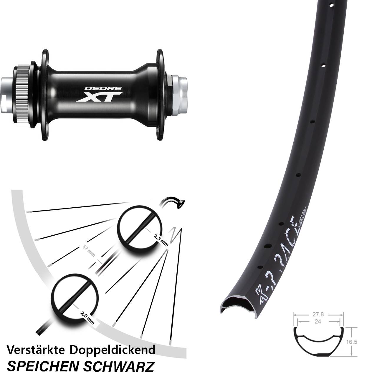 KX-R Race Shimano Deore XT HB-M8010-B 29 Zoll Disc Vorderrad 15x110 Boost