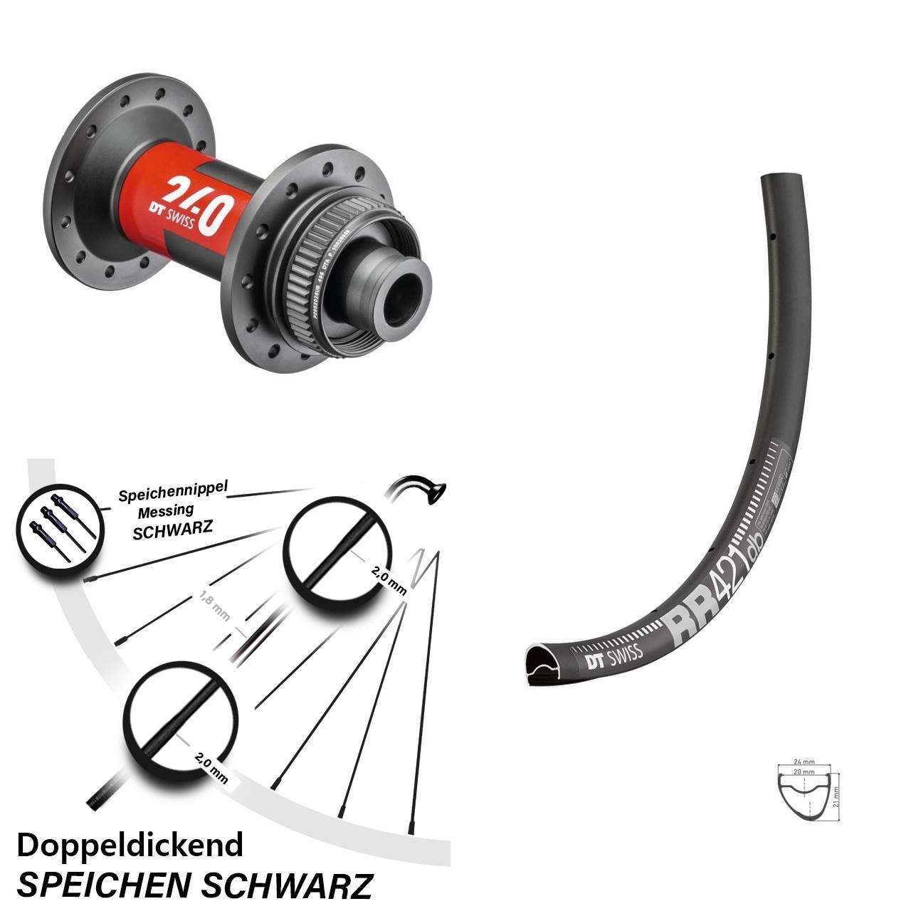 28 Zoll DT Swiss RR421-240 Disc Vorderrad 12x100
