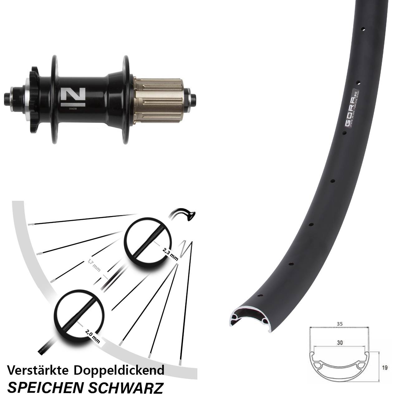20 Zoll Gora 30 Novatec D042 6-Loch Hinterrad für Schnellspanner 8-11 fach