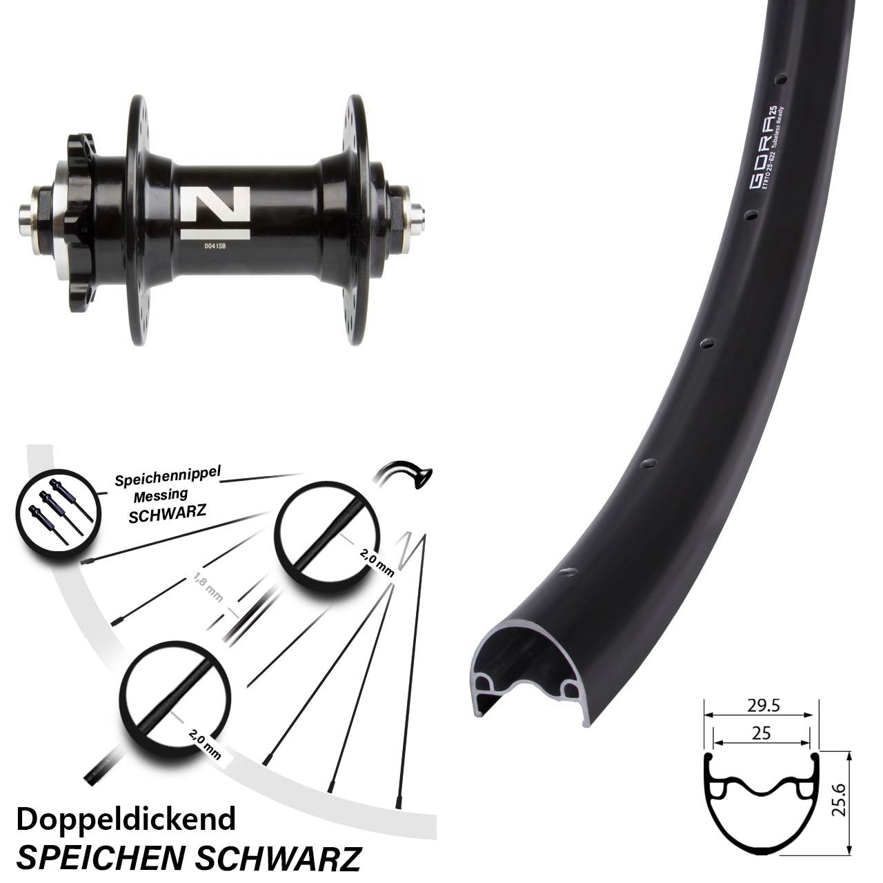 Gora 25 Novatec D-041 29 Zoll Disc Laufrad für Schnellspanner