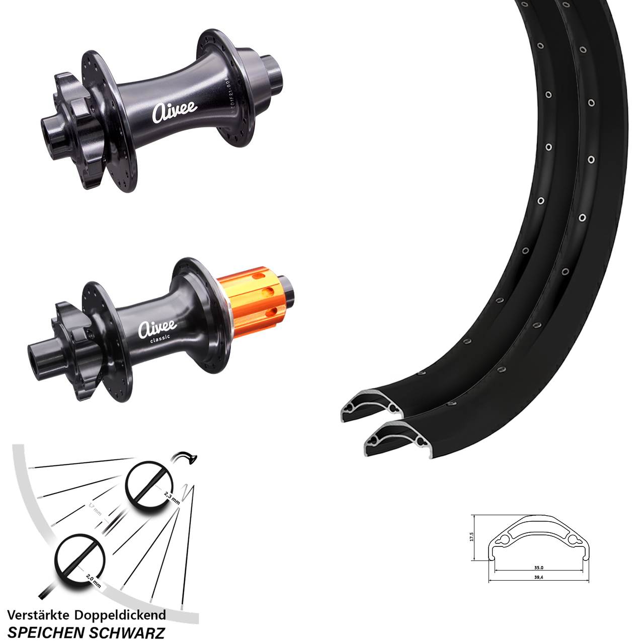 Ryde Disc 35 Aivee Classic 29 Zoll Laufradsatz 6-Loch 15x110 12x148 8-12 fach