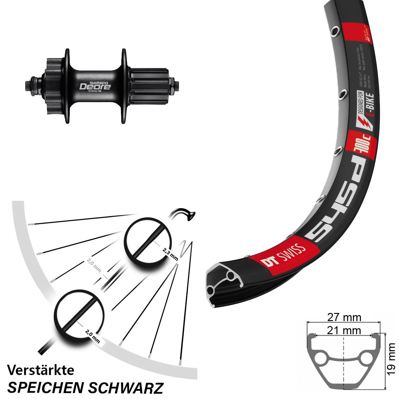 Disc Hinterrad für Schnellspanner 28 Zoll DT Swiss 545d Shimano Deore 8-11 fach