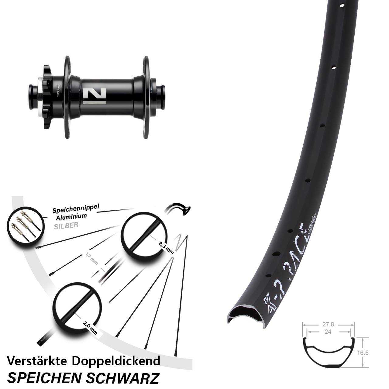 Vorderrad 6-Loch 28-29 Zoll KX-R Race Novatec D041SB 15x110 Boost