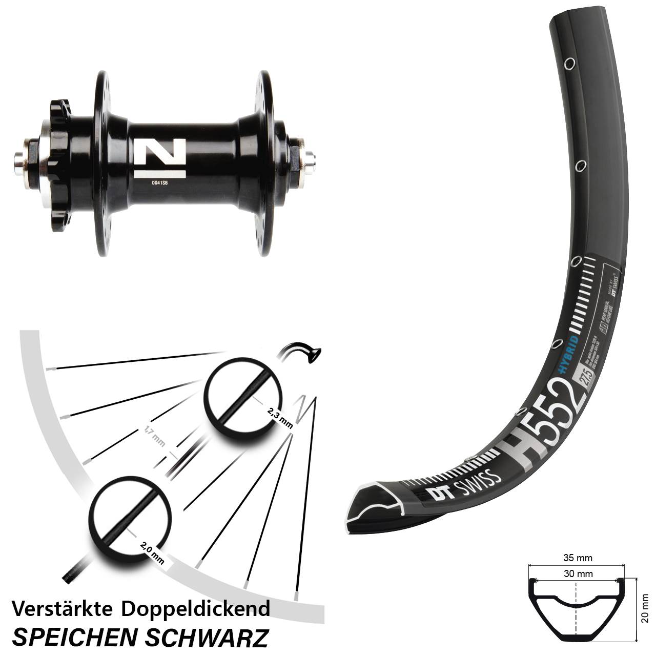 Vorderrad 6-Loch 29 Zoll DT Swiss H552 Novatec D-041 QR