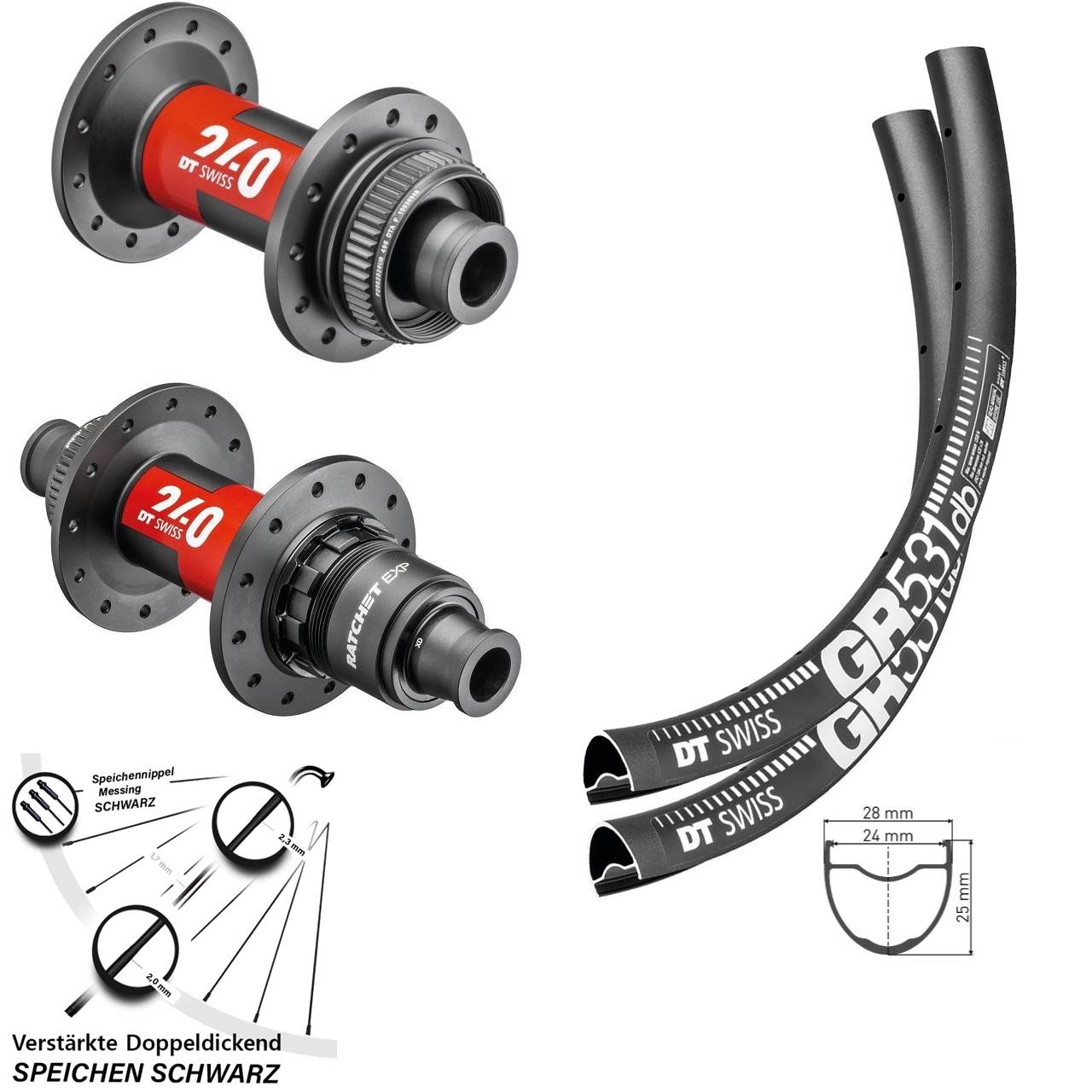 28-29 Zoll DT Swiss GR 531-240 Centerlock Laufradsatz 12x100/142 XDR 11-12 fach
