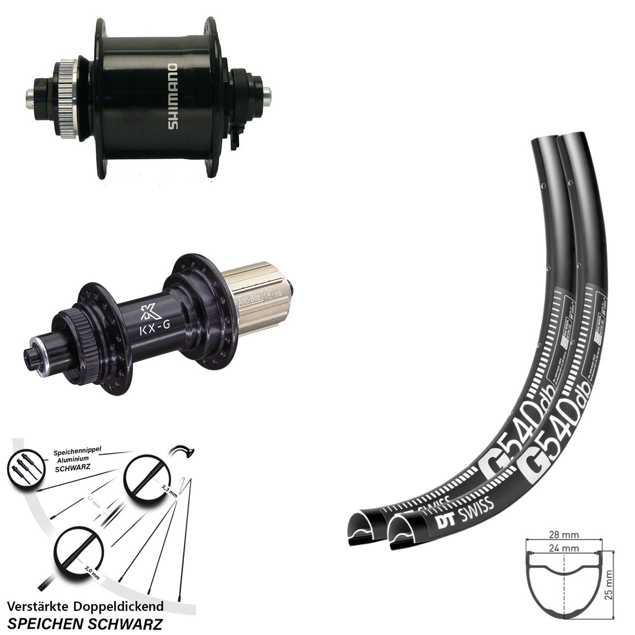 Laufrad-Satz 29 Zoll DT Swiss G 540 KX-G Shimano DH-UR700 8-12 fach für Schnellspanner