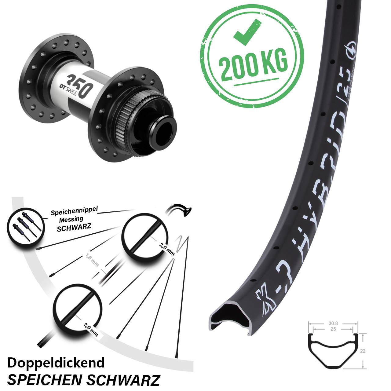 Vorderrad Centerlock 29 Zoll KX-R Hybrid 25 DT Swiss 350 12x100