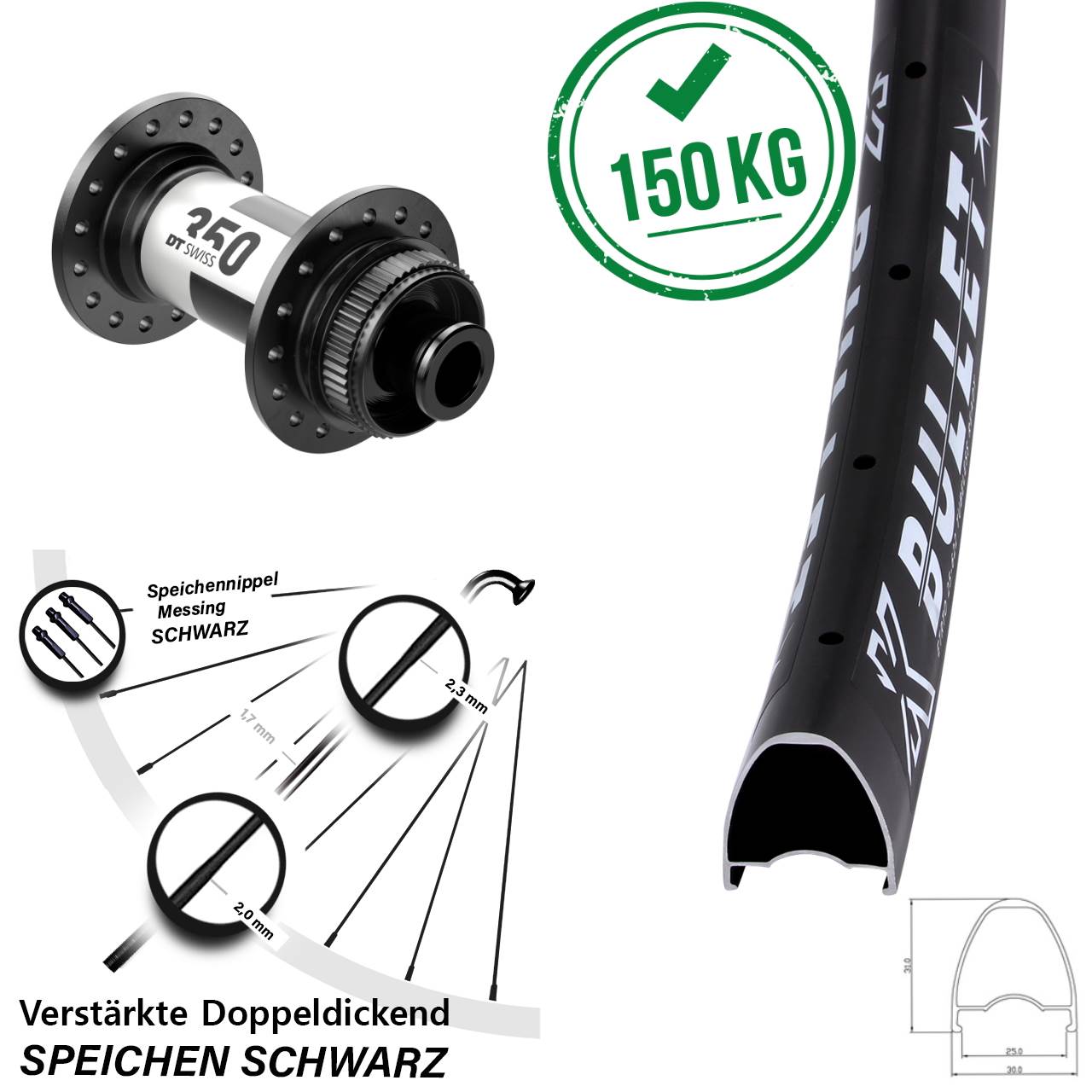 KX Bullet DT Swiss 350 29 Zoll Vorderrad 12x100 Centerlock