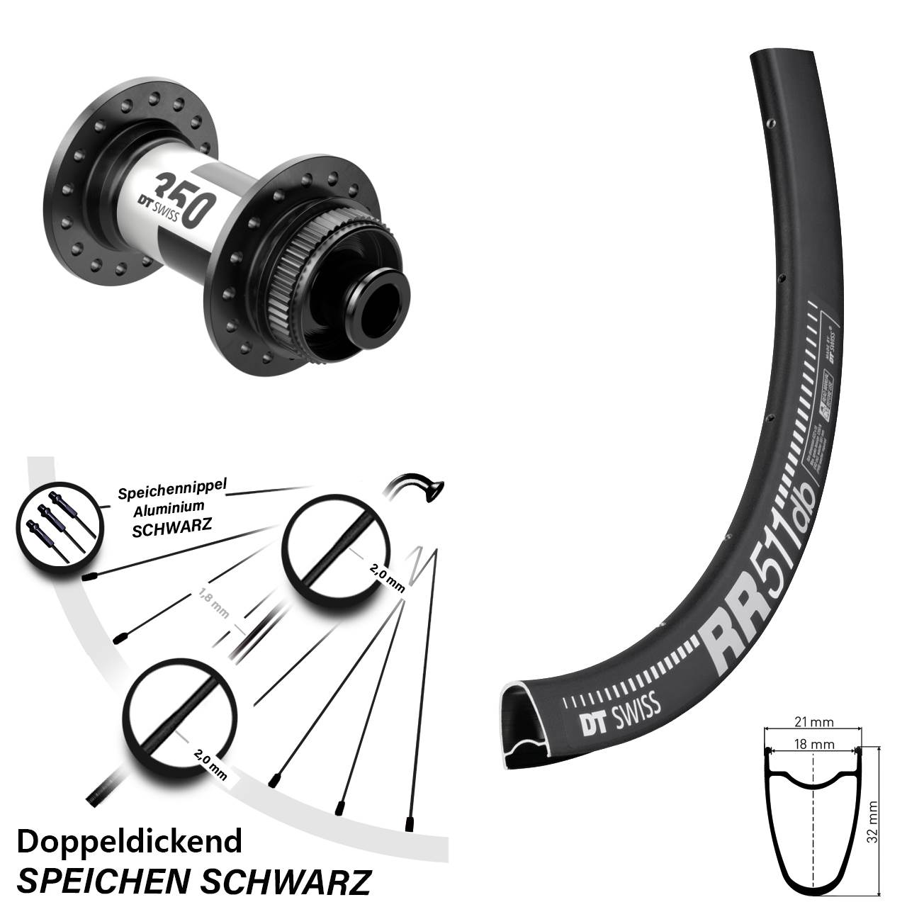 Laufrad 28 Zoll DT Swiss RR511 Disc-350 12x100 Centerlock