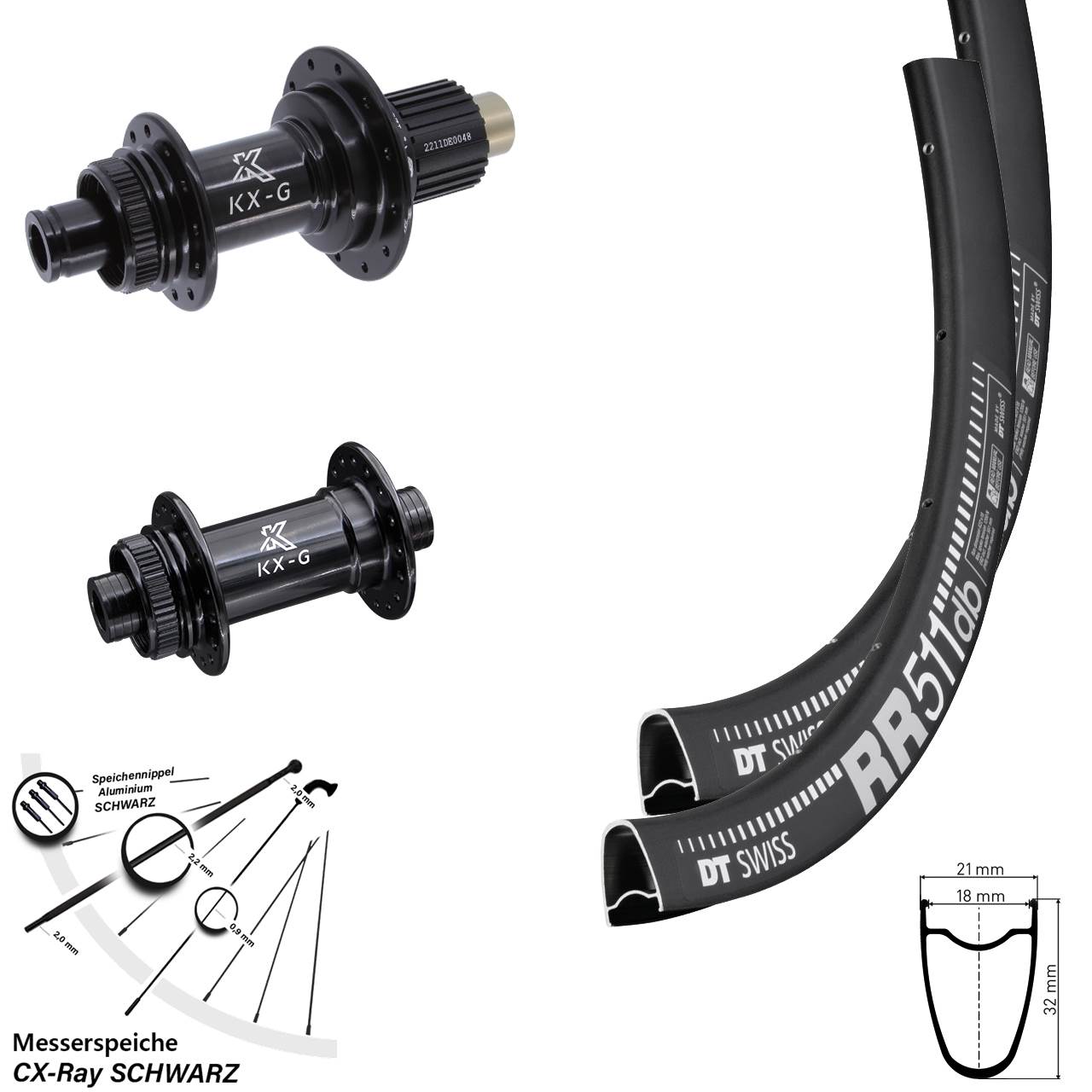 Disc Laufrad-Satz 28 Zoll DT Swiss RR 511 KX-G Shimano Micro Spline 12x100/142 CX-Ray