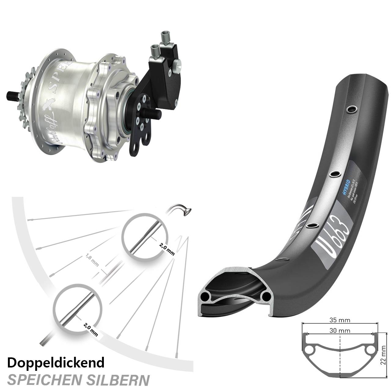 Disc Laufrad 29 Zoll DT Swiss U663 Rohloff 500/14 TS DB Tandem