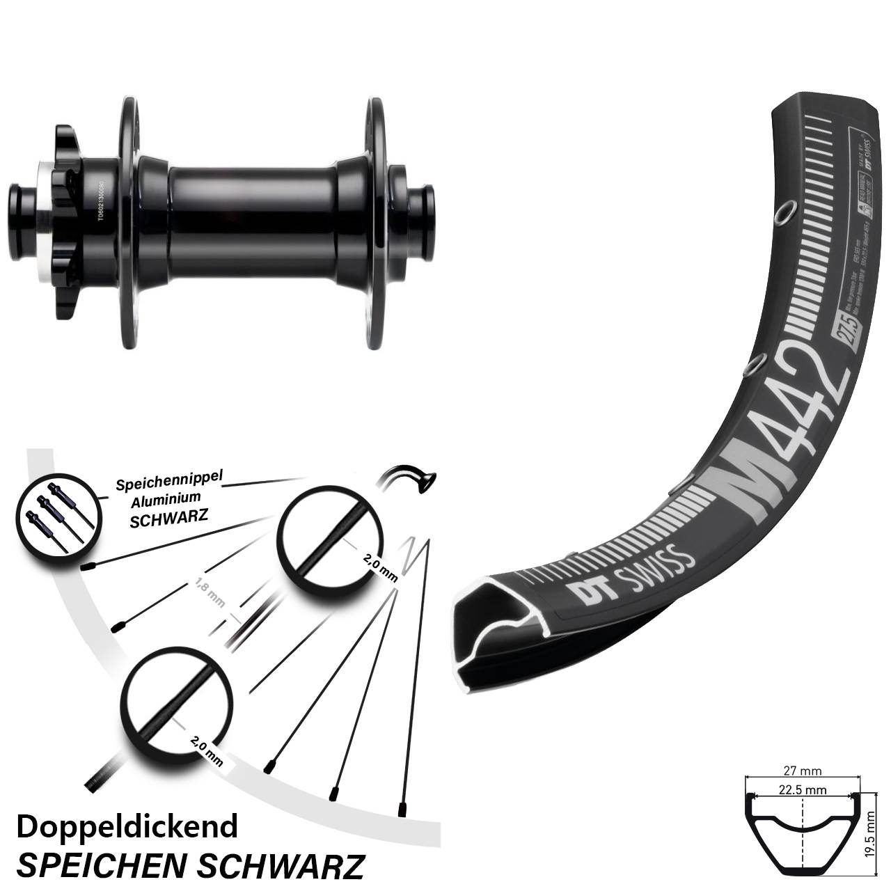 29 Zoll DT Swiss M 442 Novatec D341 Boost Vorderrad 6-Loch 15x110