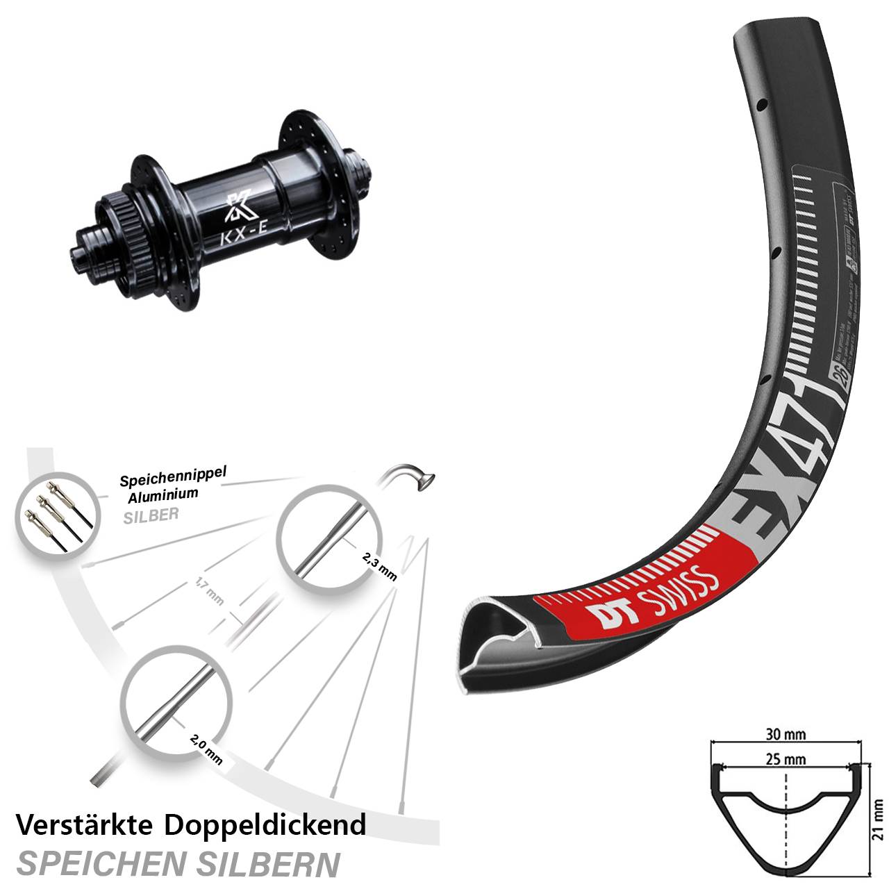 Disc Laufrad für Schnellspanner 29 Zoll DT Swiss EX471 KX-E