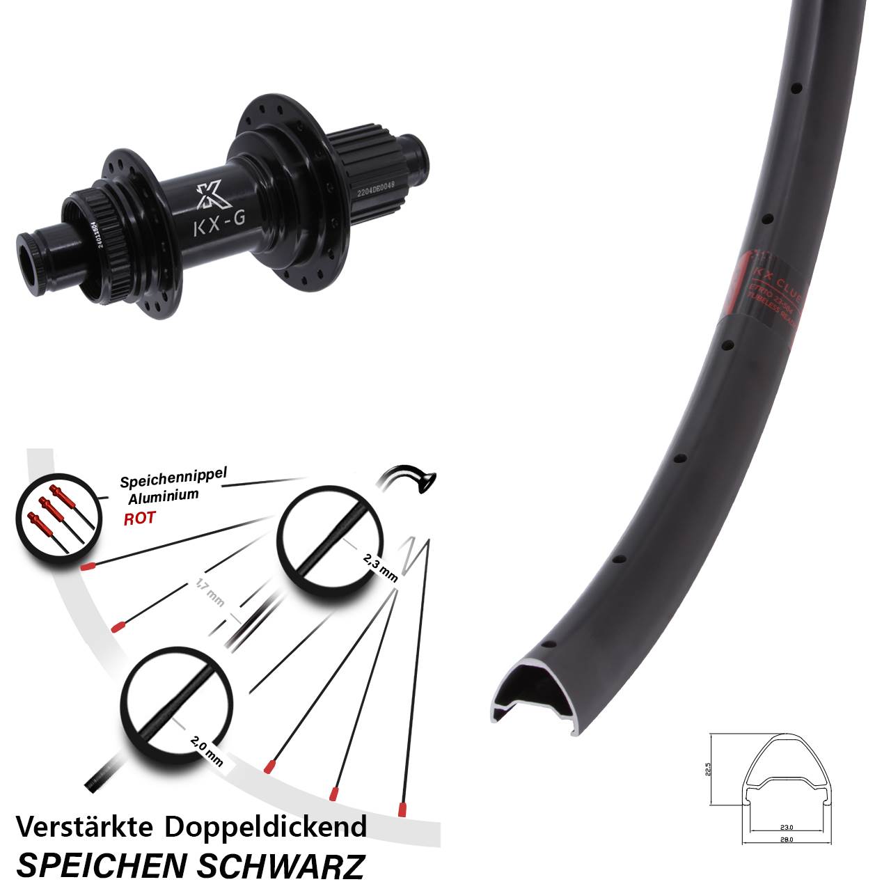 KX-GS Clue verstärkt 27,5 Zoll Hinterrad Centerlock 12x142 Shimano Micro Spline