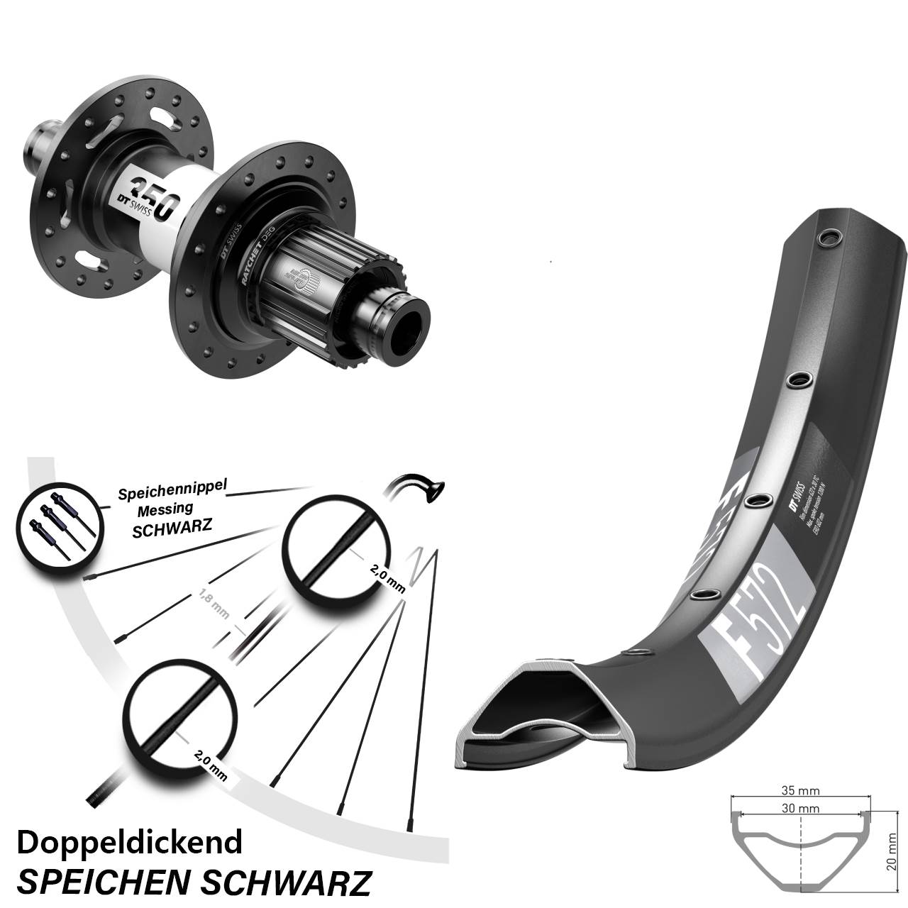 Disc Hinterrad 27,5 Zoll DT Swiss F572-350 DEG72 Shimano Micro Spline 12x148