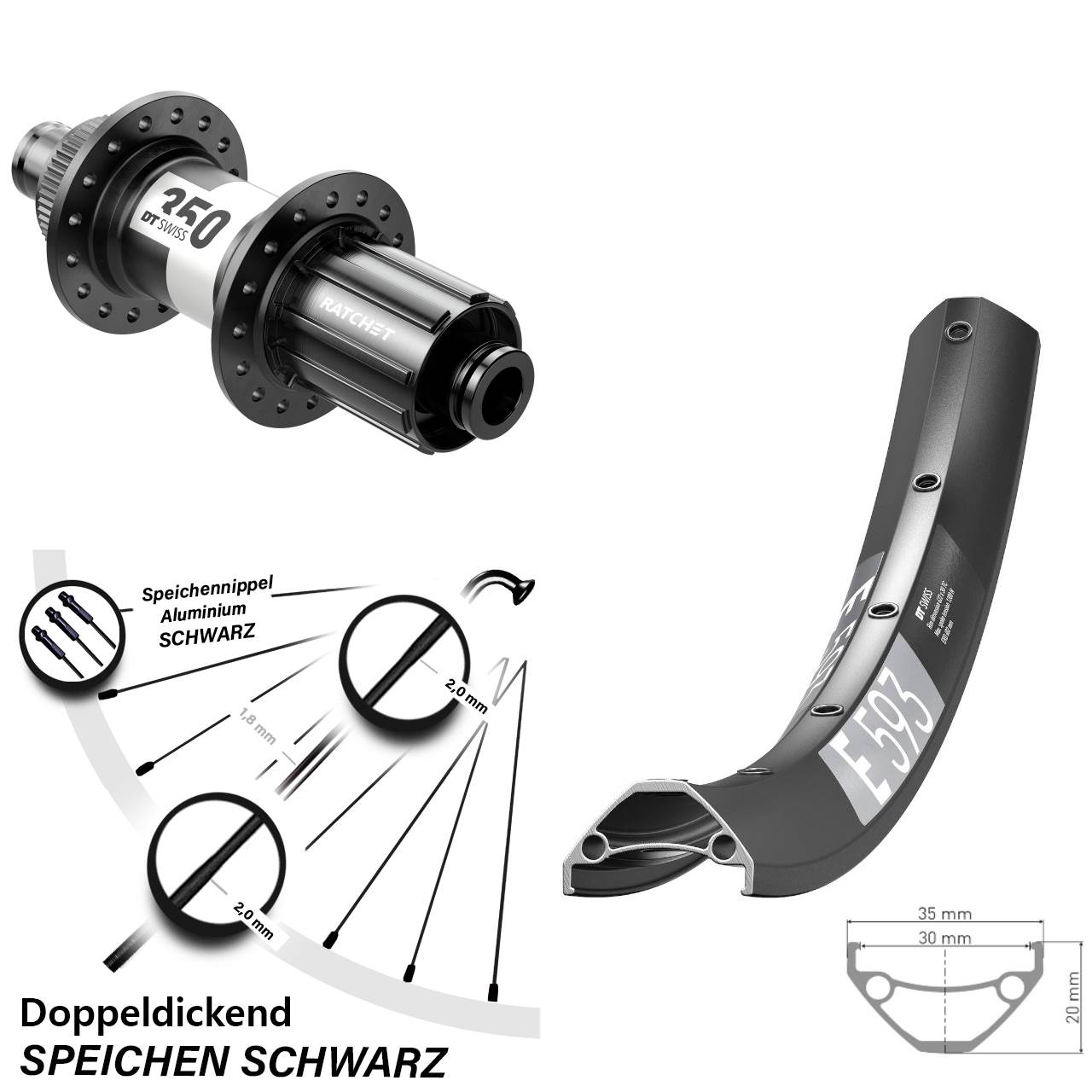 Disc Hinterrad 27,5 Zoll DT Swiss E593-350 8-11 fach 12x142