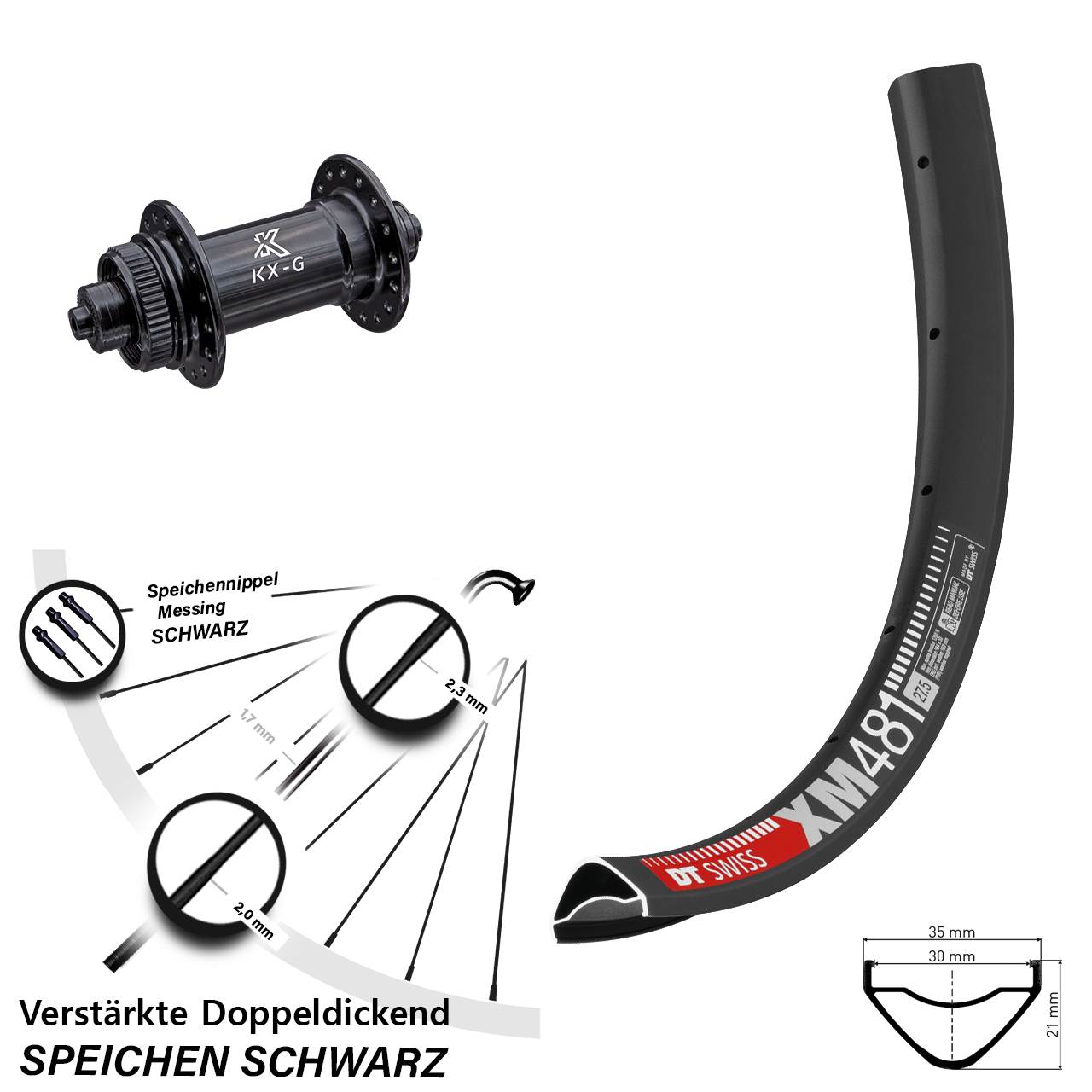 Centerlock Vorderrad 27,5 Zoll DT Swiss XM 481 KX-G QR