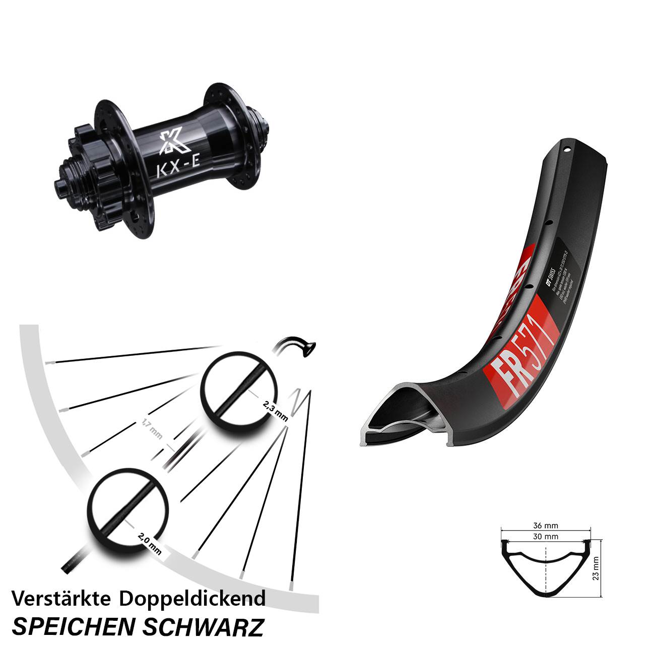 Vorderrad 6-Loch für Schnellspanner 27,5 Zoll DT Swiss FR571 KX-E