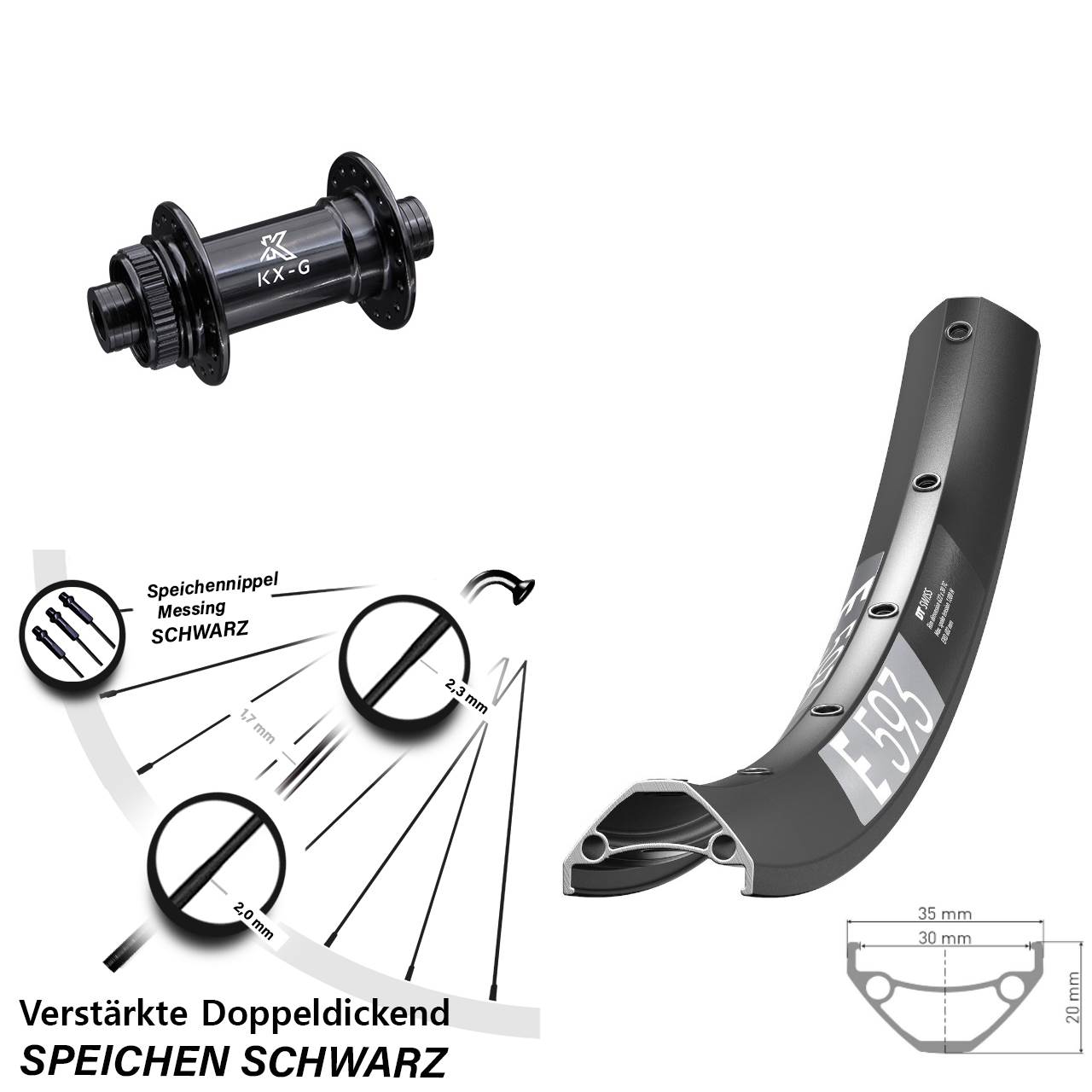 Disc Vorderrad 29 Zoll DT Swiss E 593 KX-G 15x100
