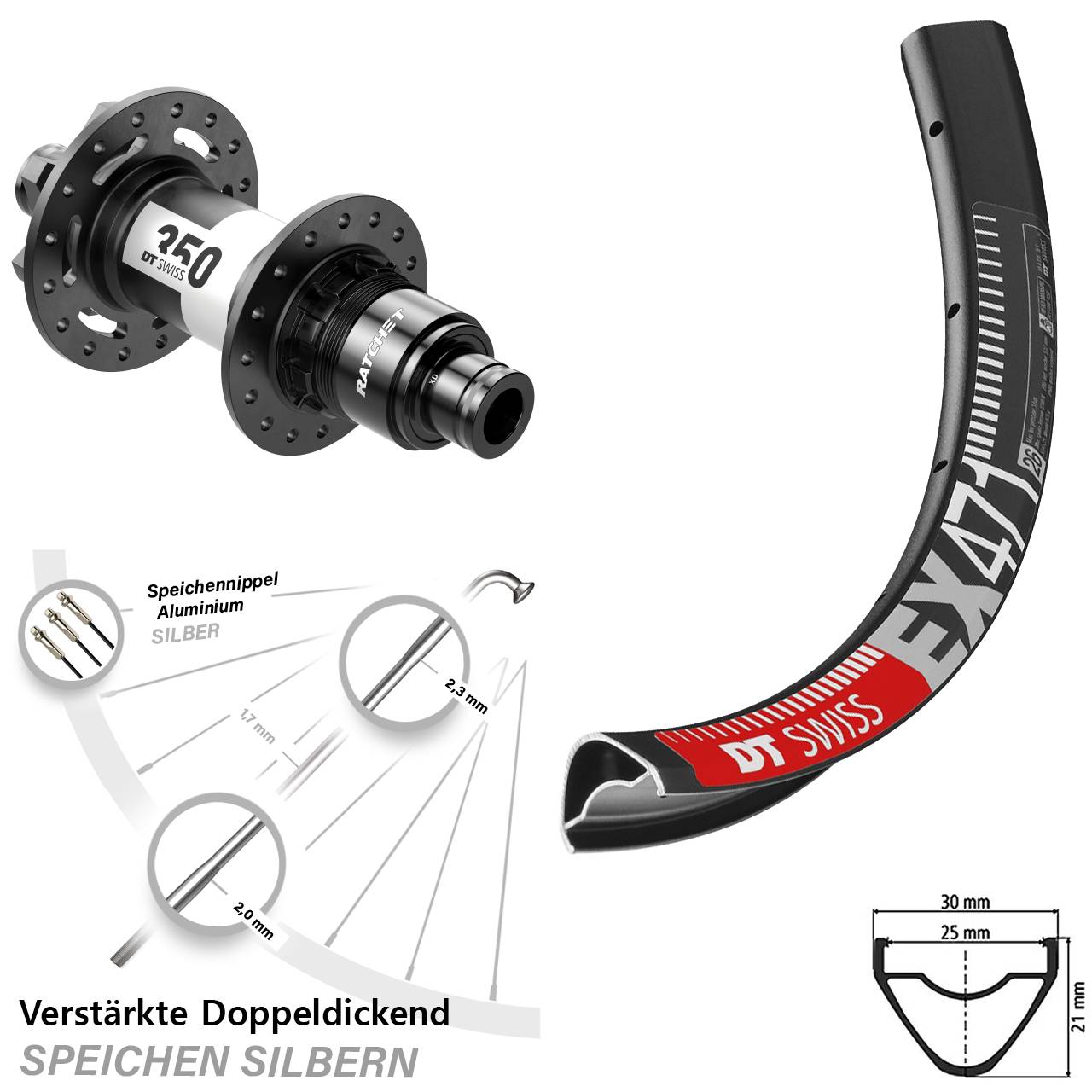 DT Swiss EX 471-350 Ratchet 36 Disc 29 Zoll Laufrad 12x142 XD 11-12 fach