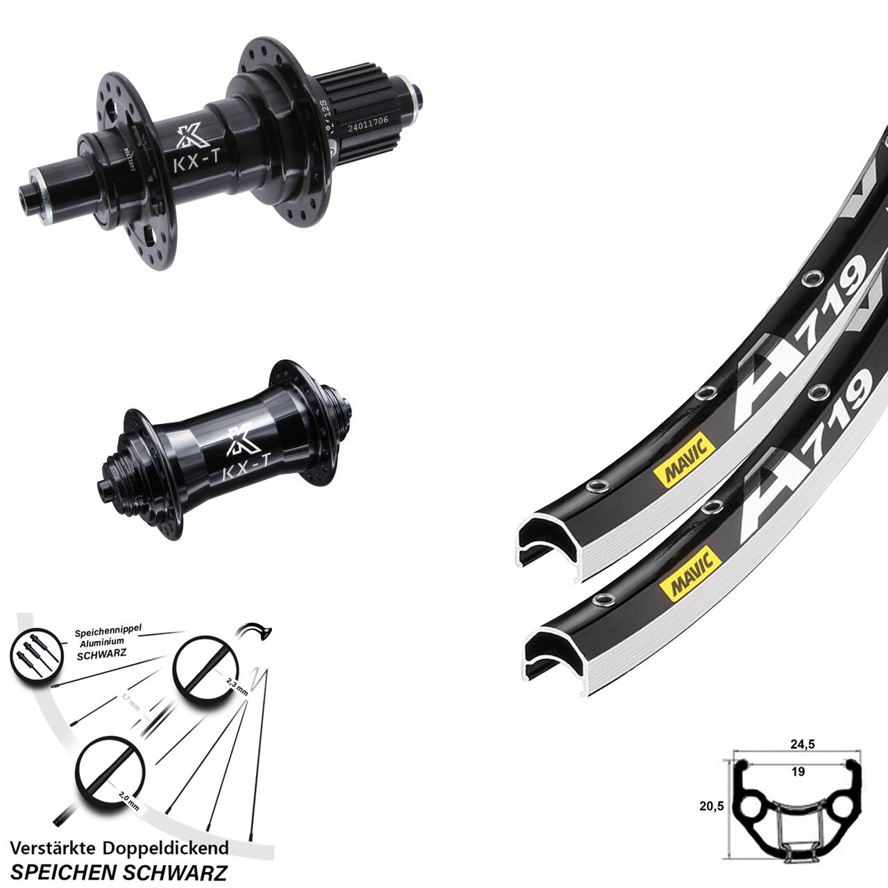 Laufradsatz QR 28 Zoll Mavic A 719 KX-T Micro Spline