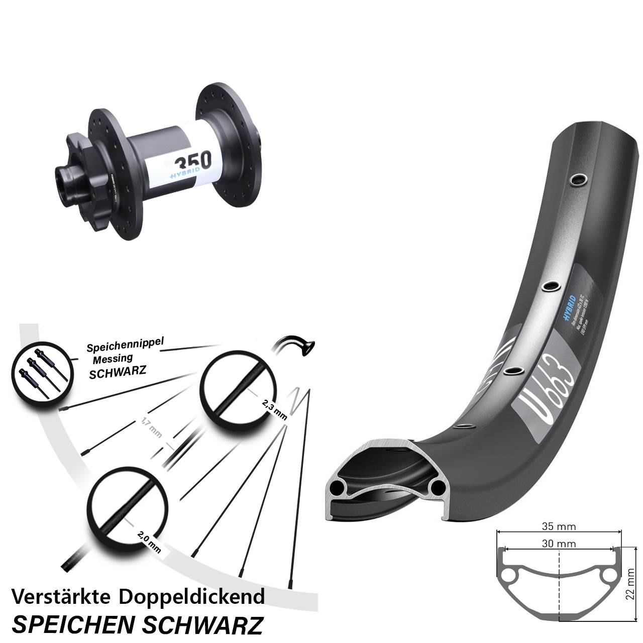 Disc 29 Zoll Vorderrad DT Swiss U 663-350 Hybrid 15x110 Boost