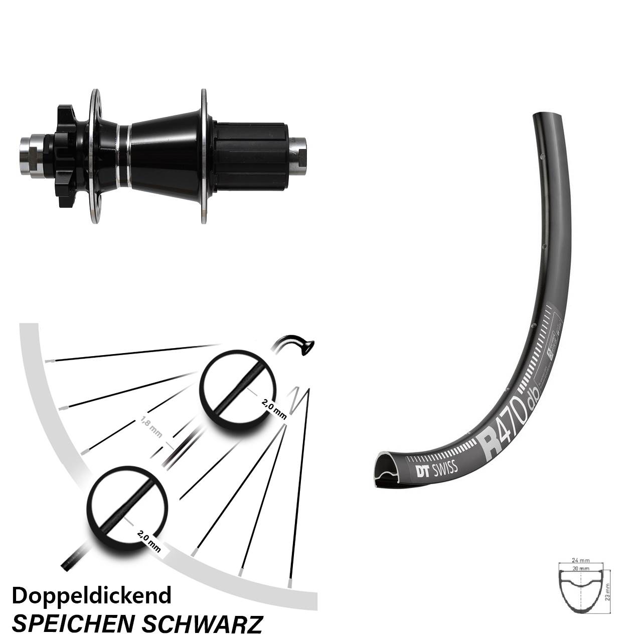 Formula DT Swiss R 470 DB Hinterrad 28 Zoll 6-Loch 8-11 fach
