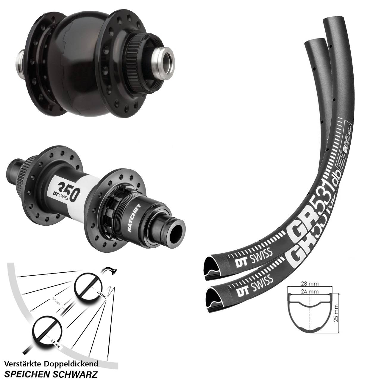 650B DT Swiss GR531 350 SONdelux Laufradsatz Centerlock 12x100/142 XDR