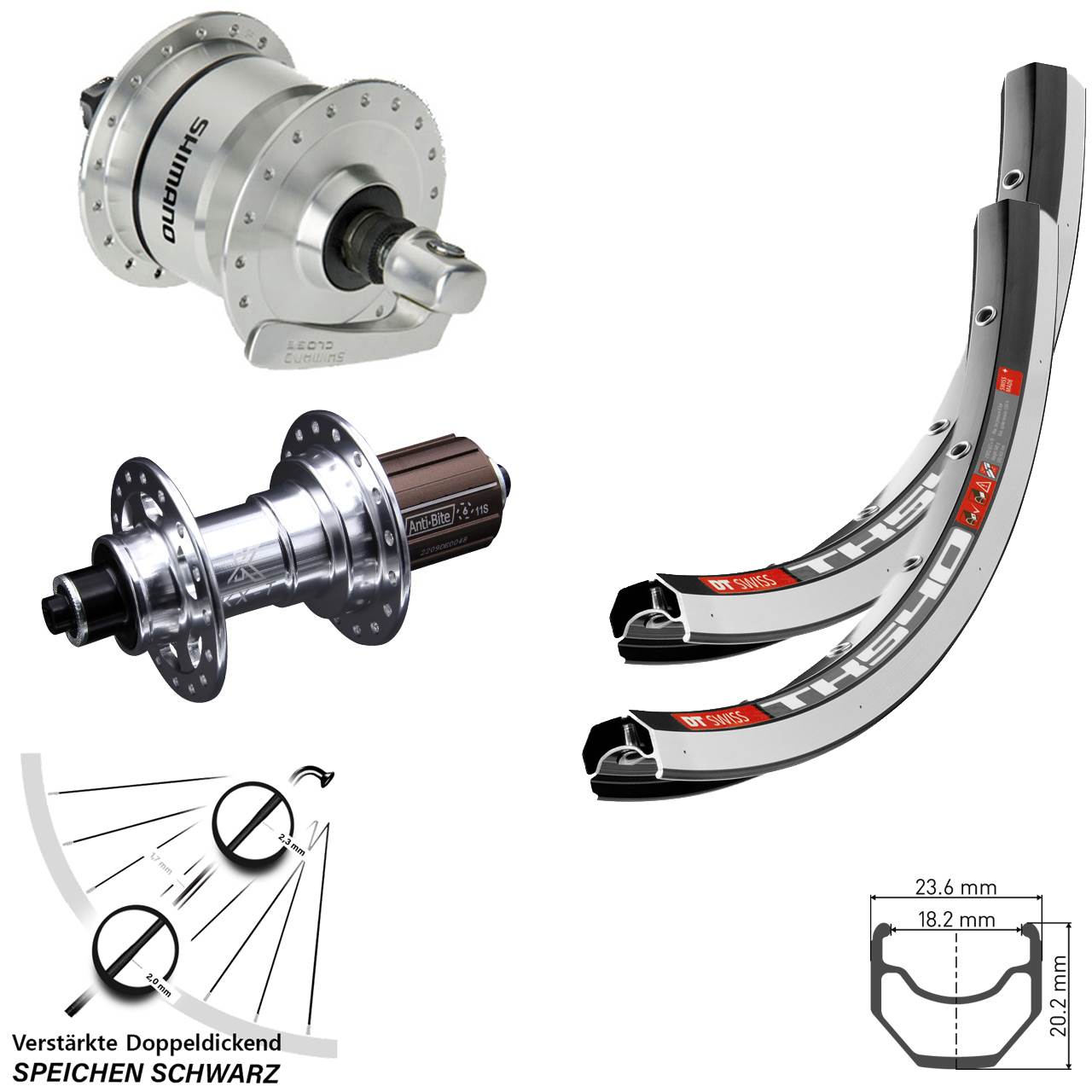 Laufradsatz QR 28 Zoll DT Swiss TK540 KX-T Shimano DH-3N72 8-12 fach