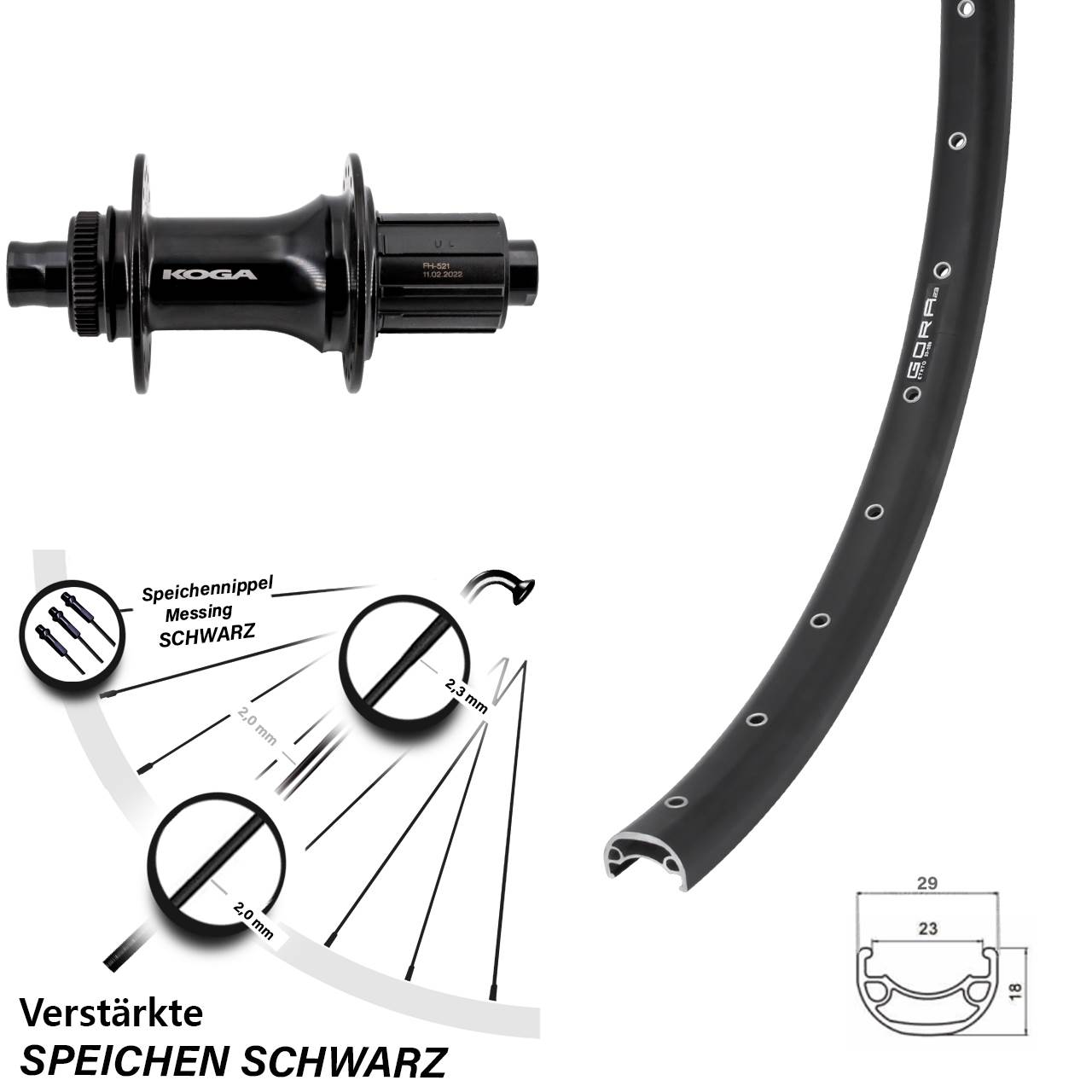 Centerlock Hinterrad 26 Zoll Gora 23 Formula ECT-148S 8-11 fach 12x148 Boost