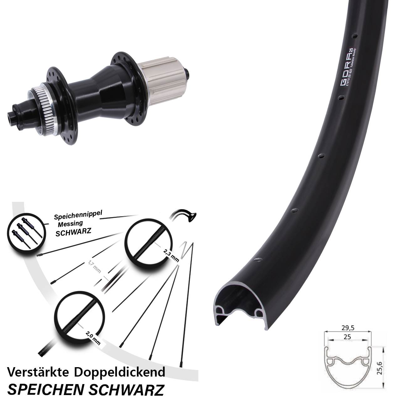 Gora 25 Novatec CL135 28-29 Zoll Centerlock Hinterrad für Schnellspanner 8-12 fach