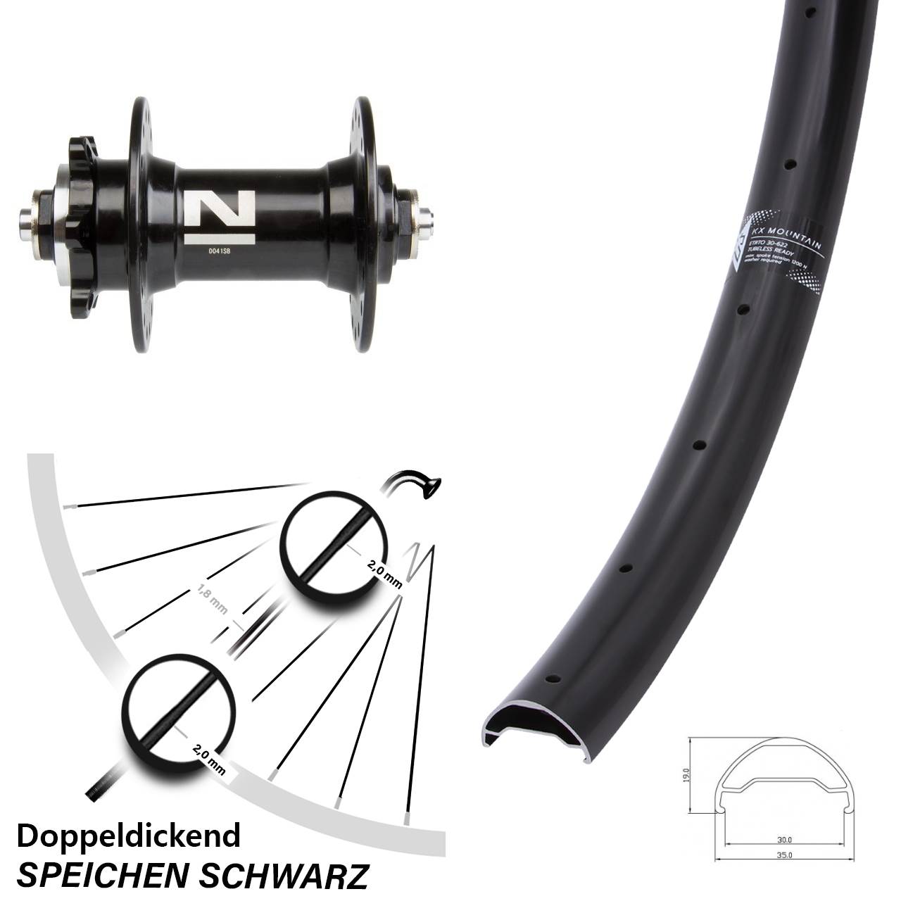 Disc Laufrad 29 Zoll KX Mountain Novatec D-041 QR