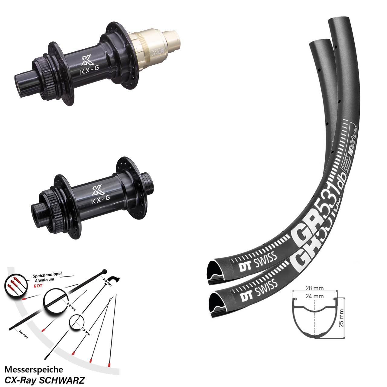 Laufradsatz Centerlock 28 Zoll DT Swiss GR531 KX-G SRAM XDR 12x100/142 CX-Ray