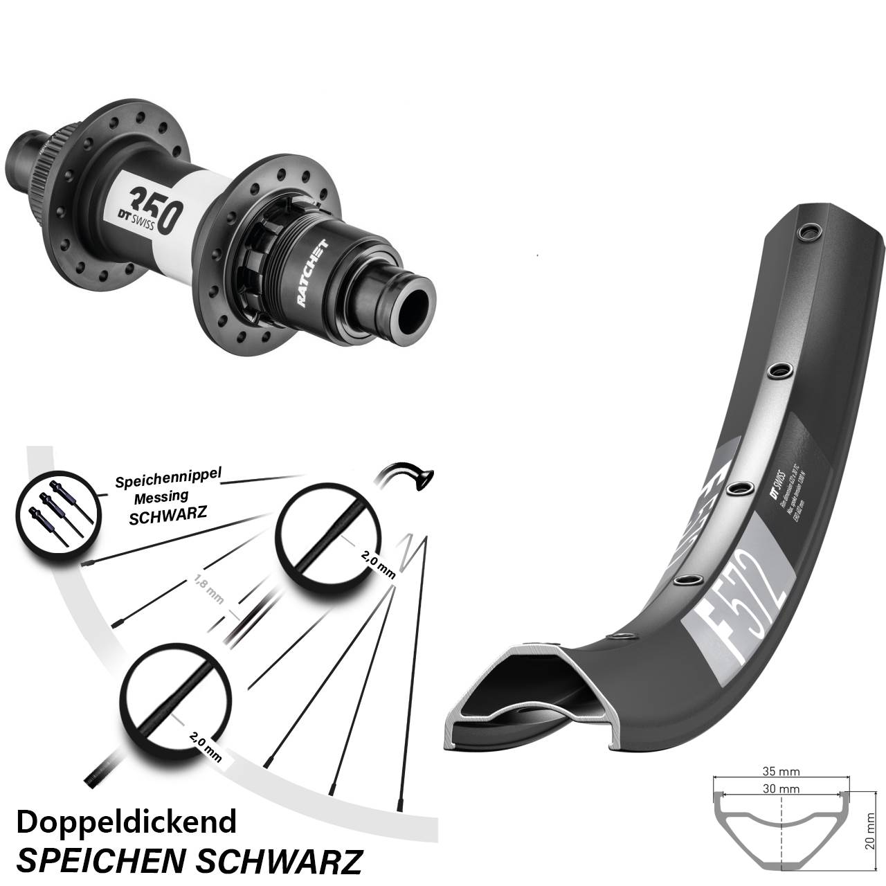 DT Swiss F572 27,5 Zoll Hinterrad 350 Centerlock XD 12x148
