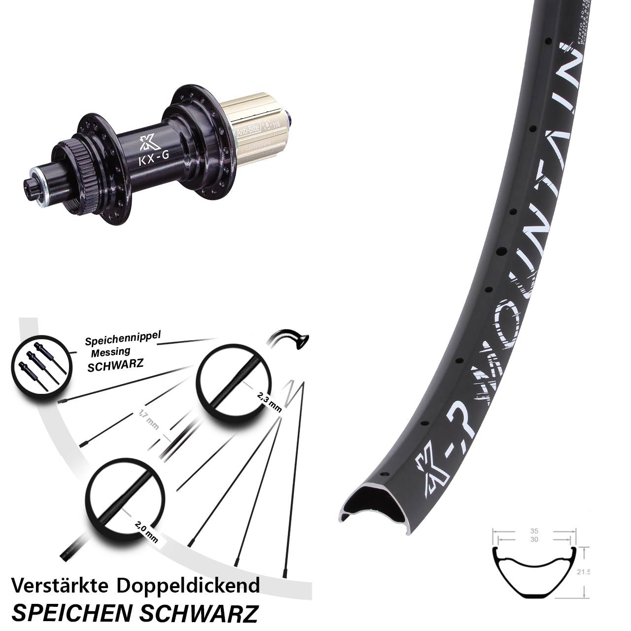 27,5 Zoll KX-GR Mountain Disc Hinterrad für Schnellspanner 8-12 fach HG
