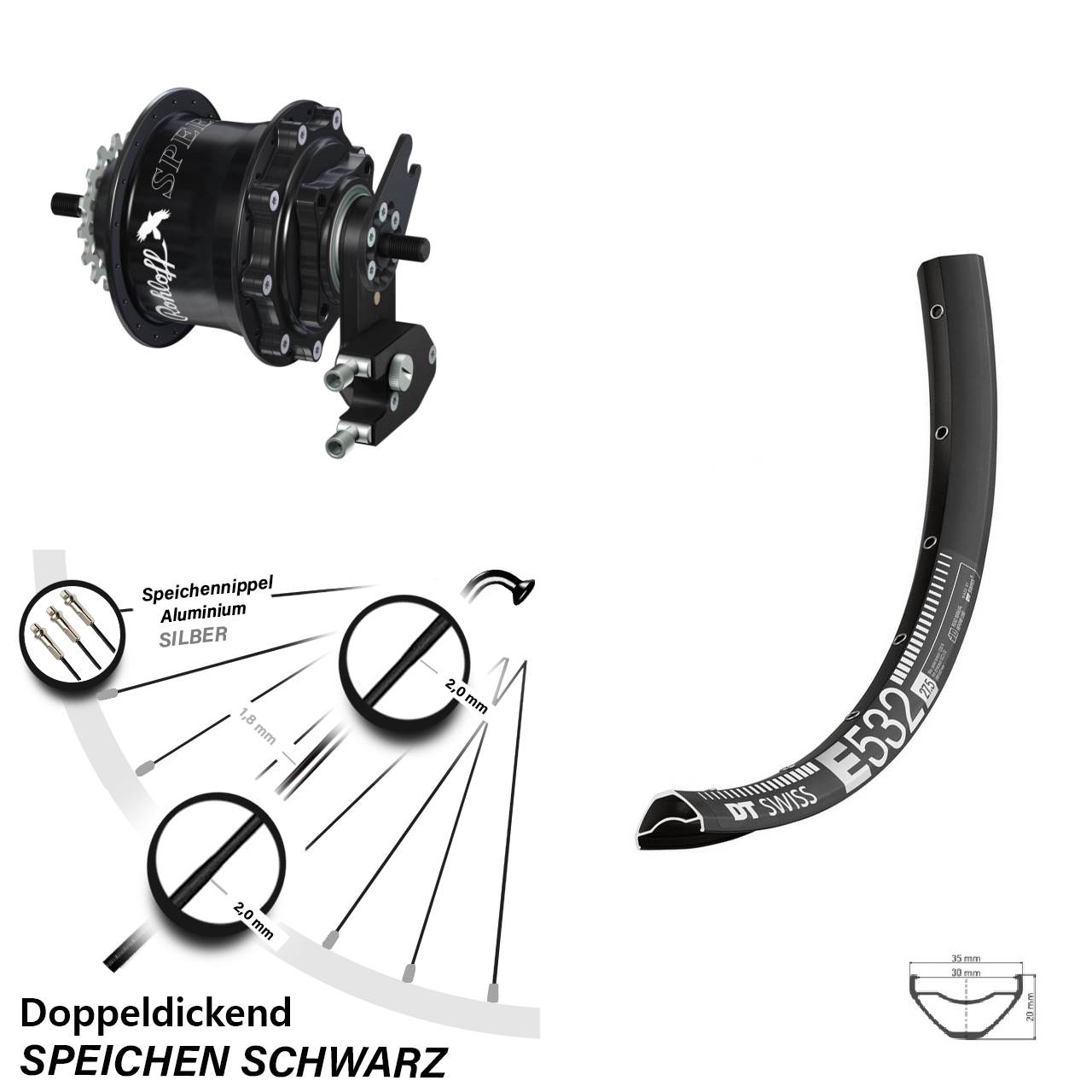 Disc Hinterrrad 27,5 Zoll DT Swiss E 532 Rohloff Speedhub TS DB OEM2