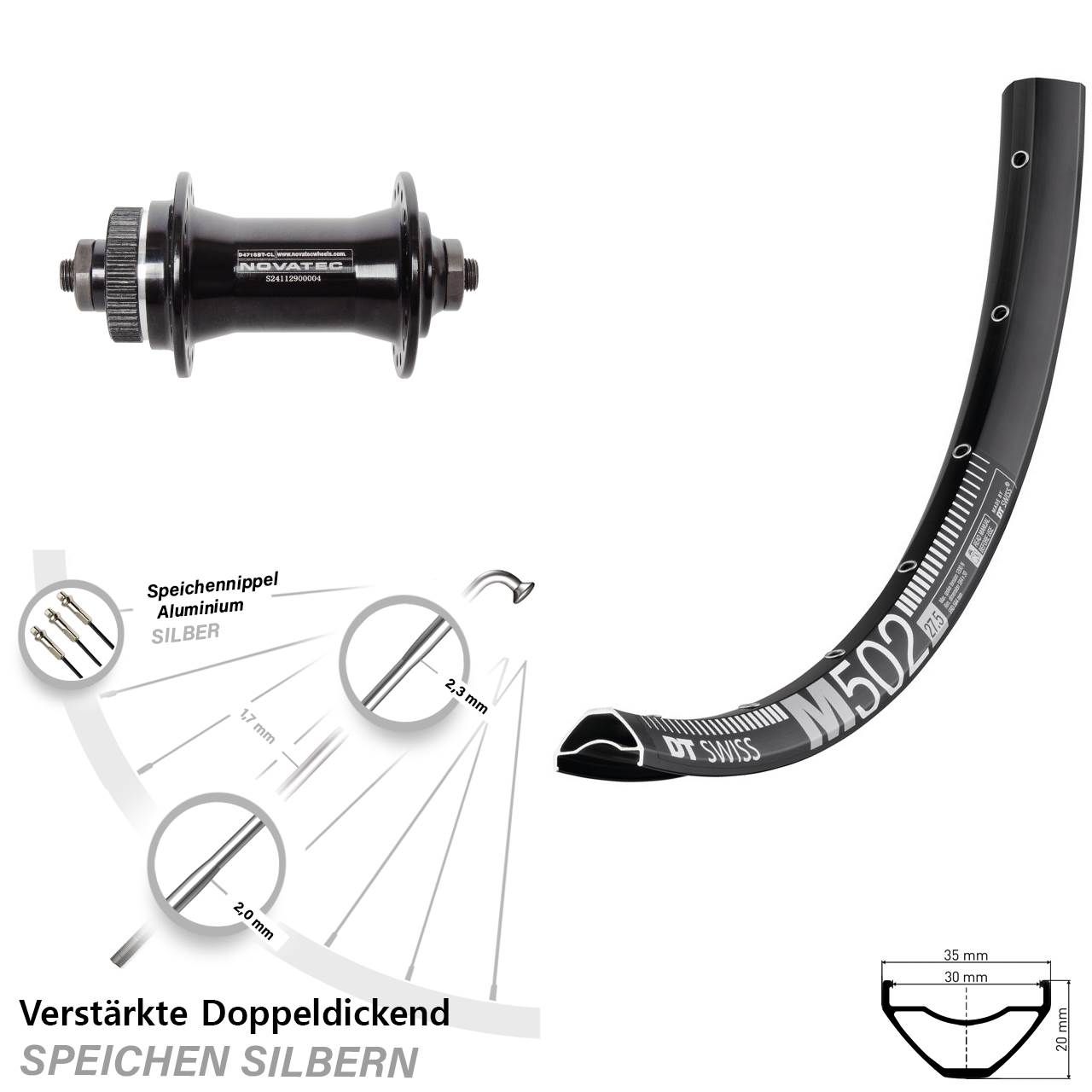 Disc Laufrad QR 29 Zoll DT Swiss M502 Novatec D471