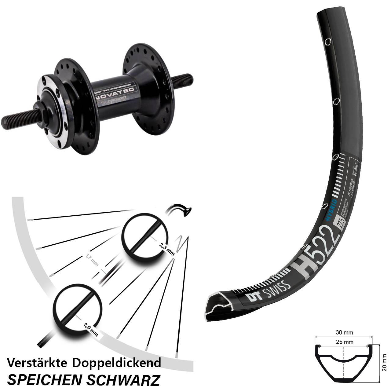Disc Vorderrad Vollachse 29 Zoll DT Swiss H 522 Novatec D763