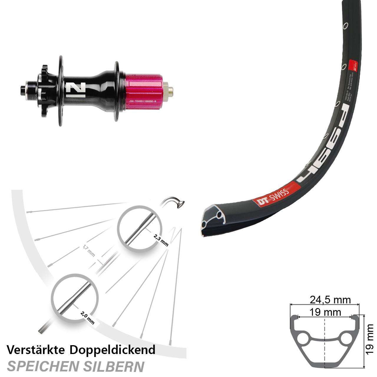 6-Loch Hinterrad für Schnellspanner 28 Zoll DT Swiss 466d Novatec D792 8-12 fach QR