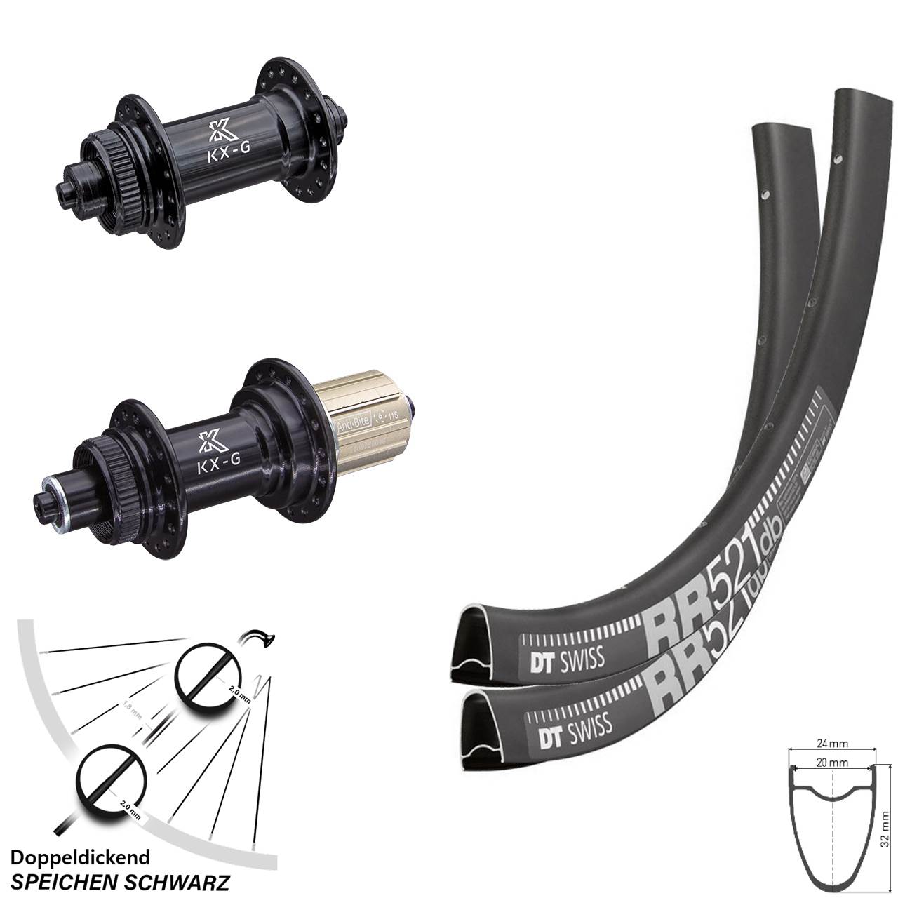 Laufradsatz Centerlock QR 28 Zoll DT Swiss RR521 KX-G 8-12 fach