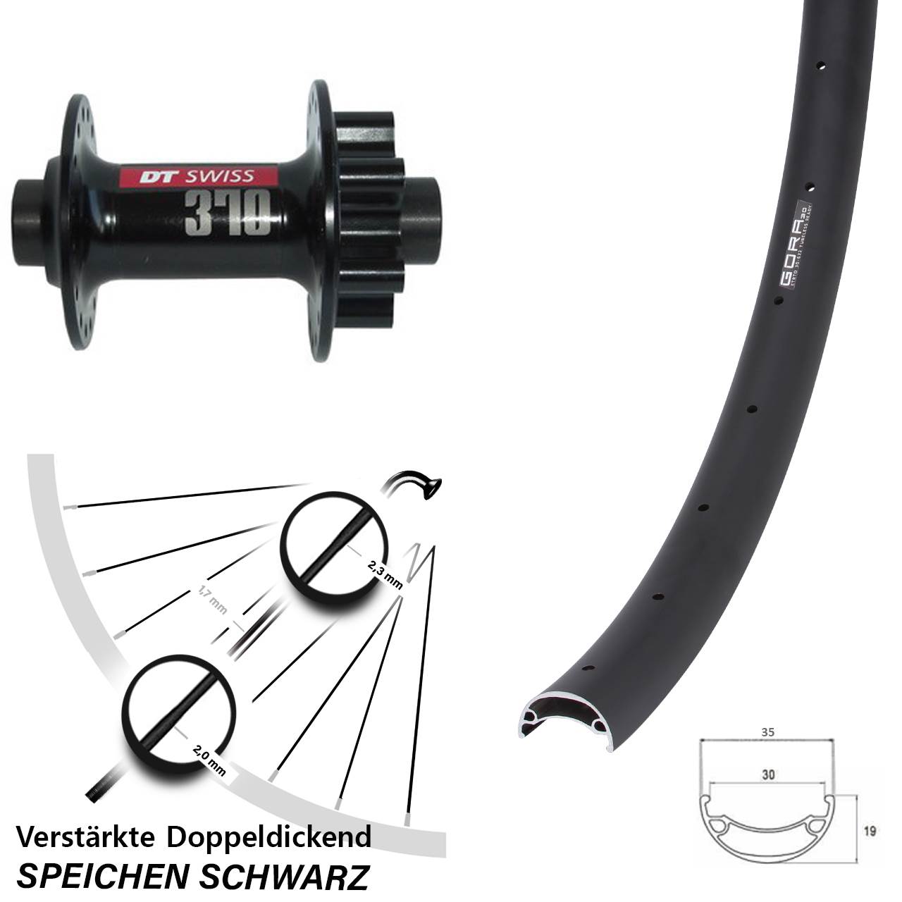 Disc Laufrad 15x100 26 Zoll Gora 30 DT Swiss 370